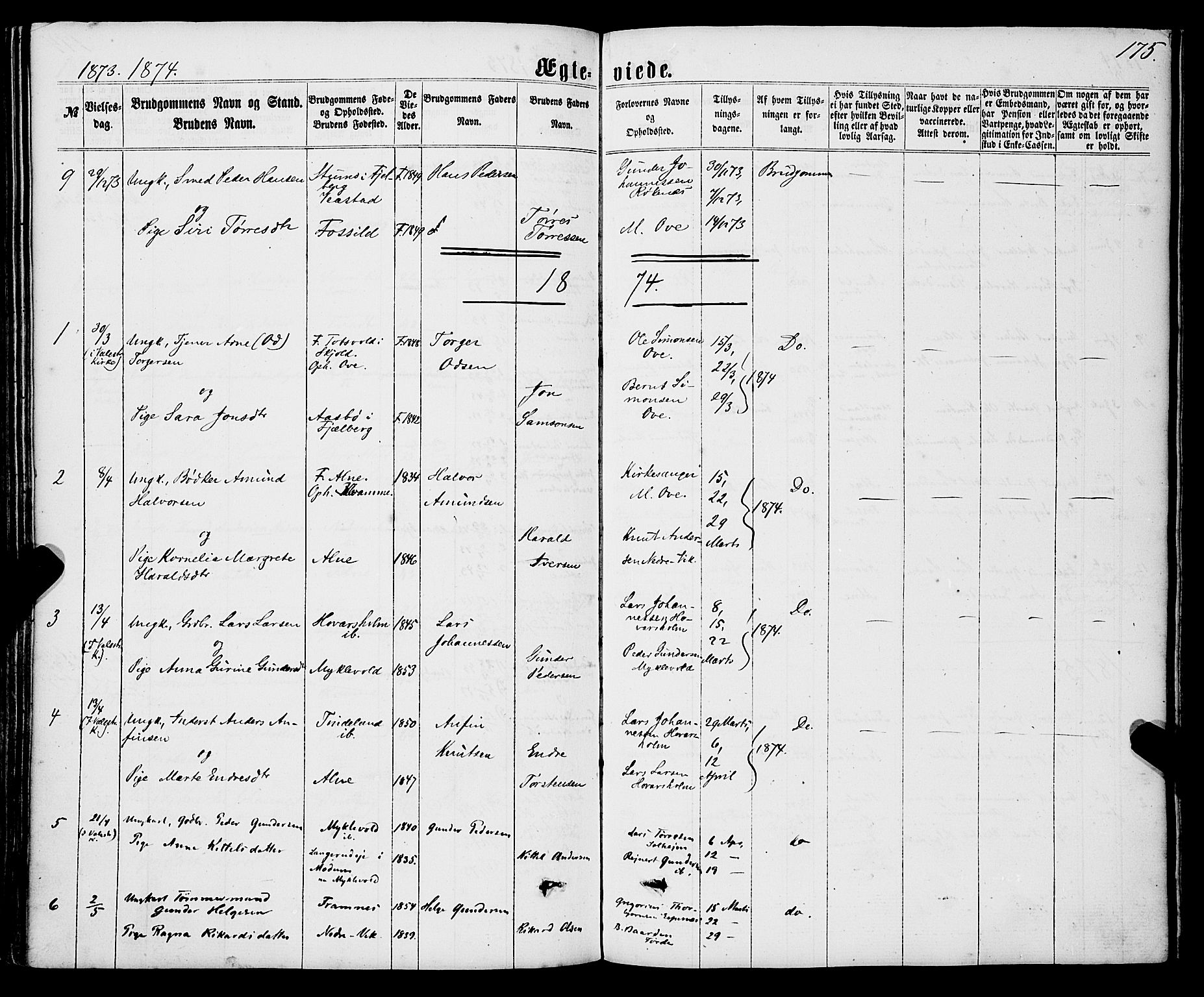 Sveio Sokneprestembete, SAB/A-78501/H/Haa: Parish register (official) no. A 1, 1861-1877, p. 175