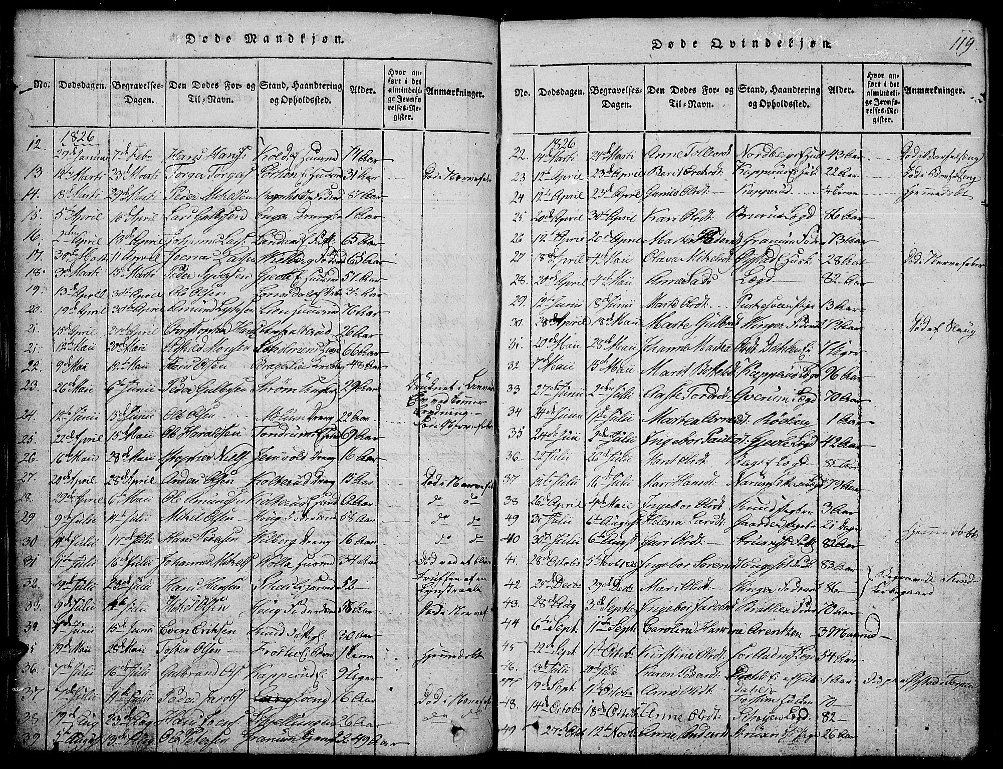 Land prestekontor, AV/SAH-PREST-120/H/Ha/Hab/L0001: Parish register (copy) no. 1, 1814-1833, p. 119