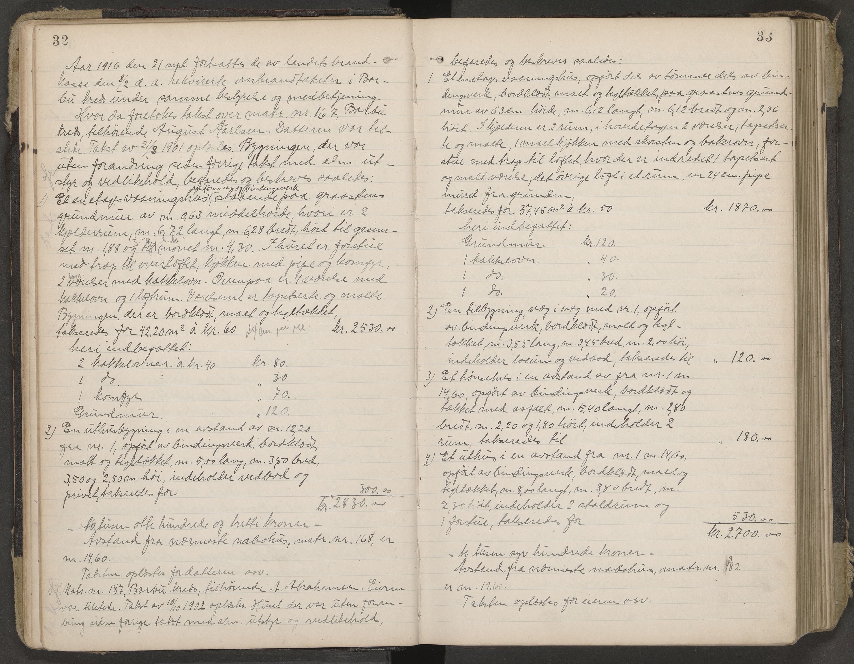 Norges Brannkasse Arendal, AV/SAK-2241-0002/F/Fa/L0029: Branntakstprotokoll nr. 27 med matrikkelnummerregister, 1916-1918