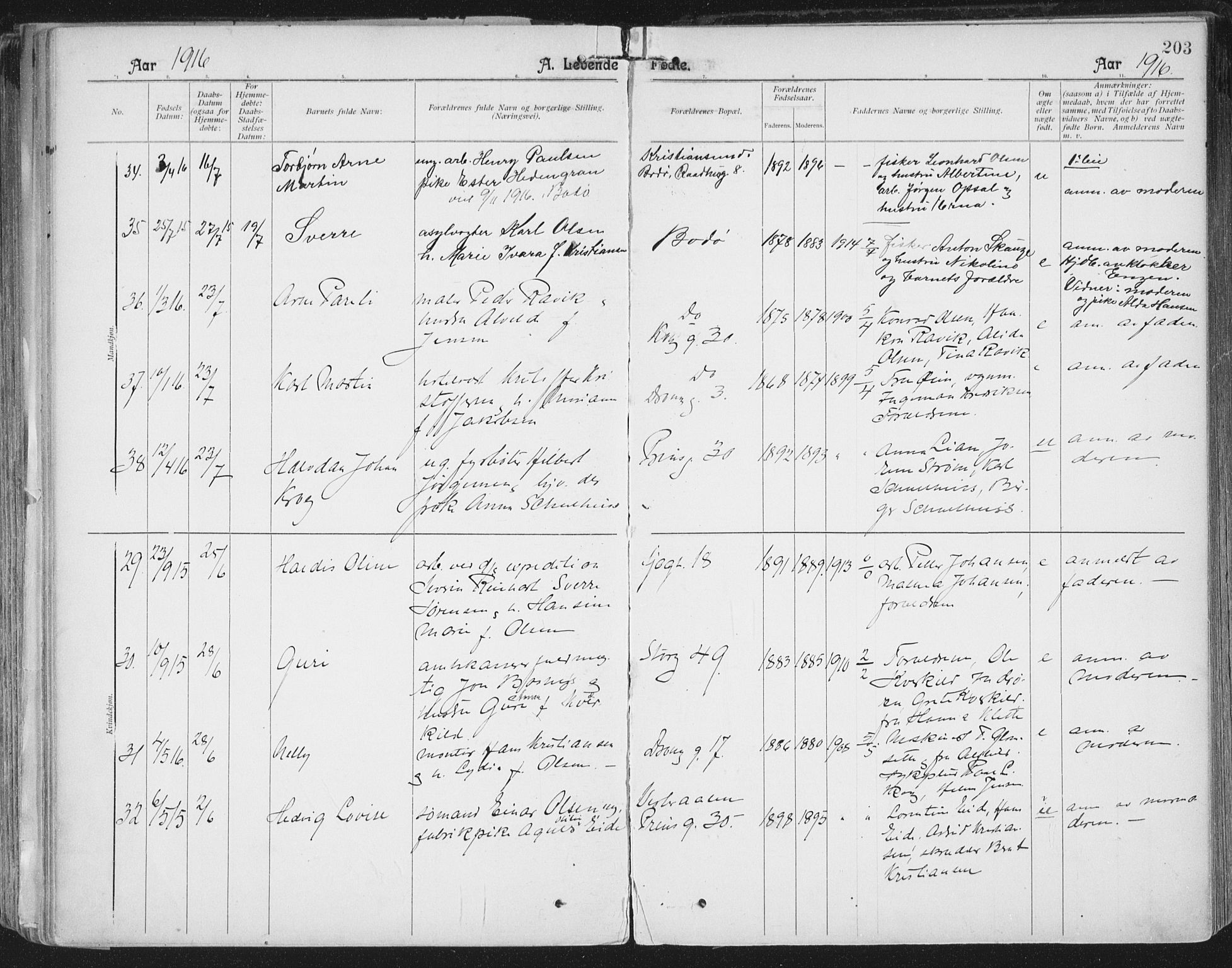 Ministerialprotokoller, klokkerbøker og fødselsregistre - Nordland, SAT/A-1459/801/L0011: Parish register (official) no. 801A11, 1900-1916, p. 203