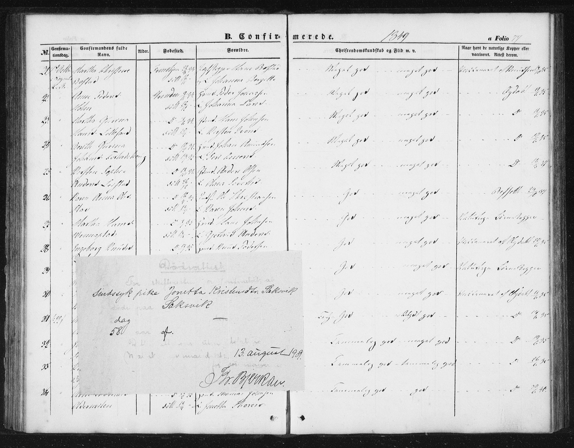 Ministerialprotokoller, klokkerbøker og fødselsregistre - Sør-Trøndelag, AV/SAT-A-1456/616/L0407: Parish register (official) no. 616A04, 1848-1856, p. 77