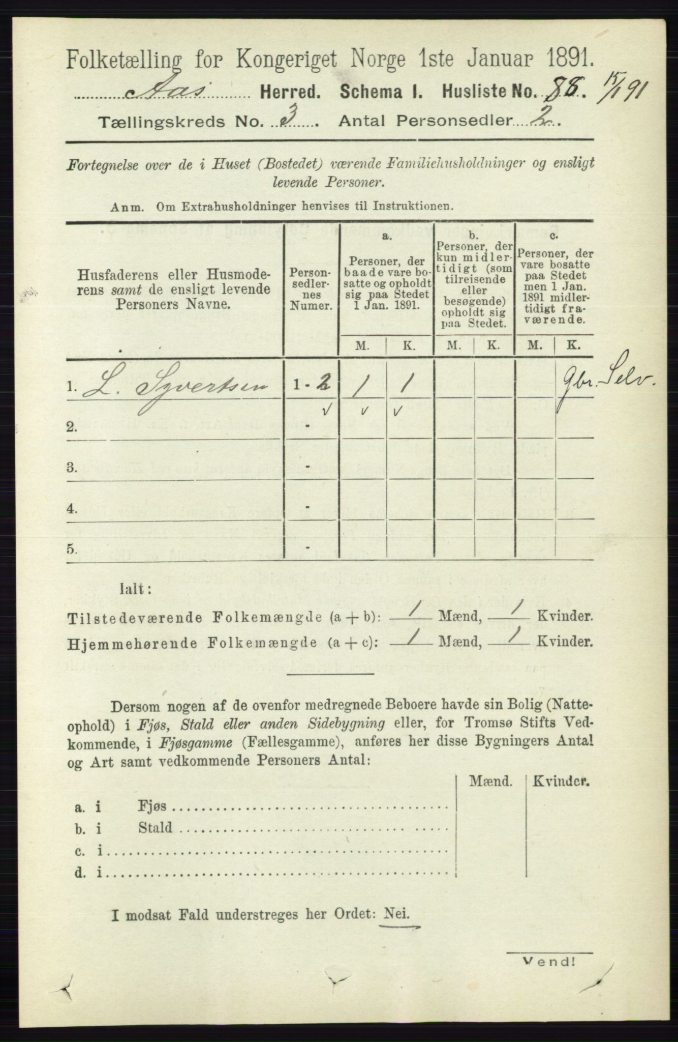 RA, 1891 census for 0214 Ås, 1891, p. 2113