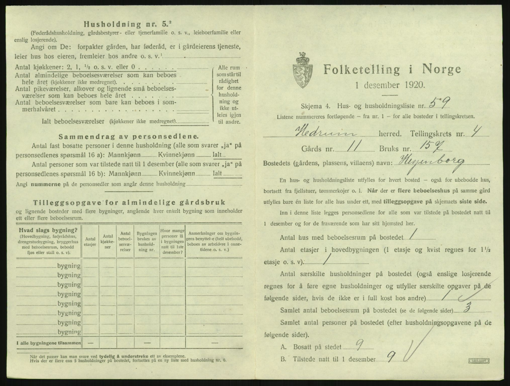 SAKO, 1920 census for Hedrum, 1920, p. 473