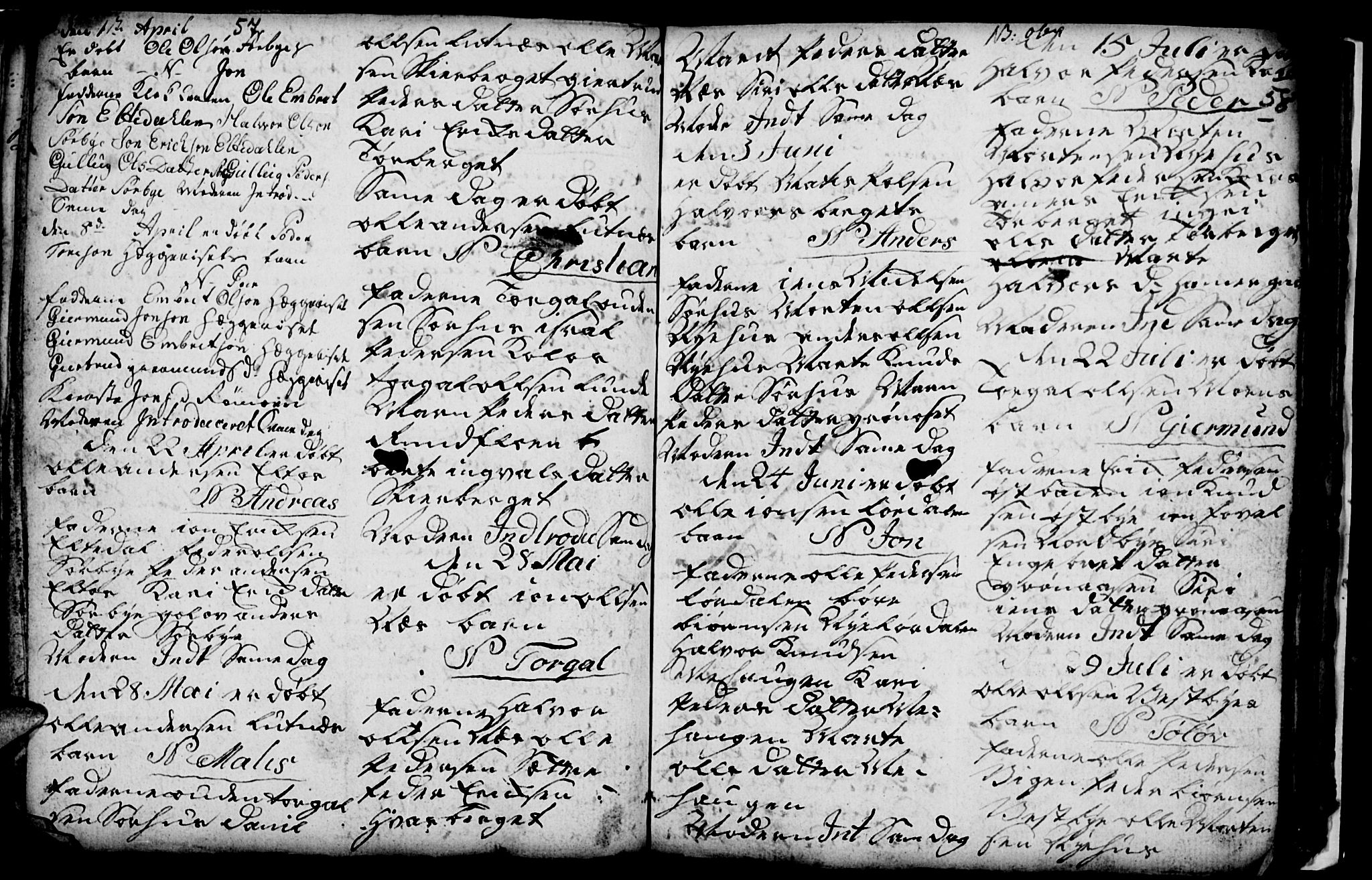 Trysil prestekontor, AV/SAH-PREST-046/H/Ha/Hab/L0001: Parish register (copy) no. 1, 1781-1799, p. 57-58