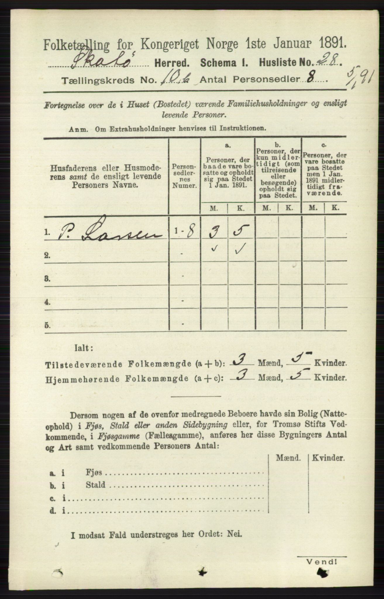 RA, 1891 census for 0815 Skåtøy, 1891, p. 4134