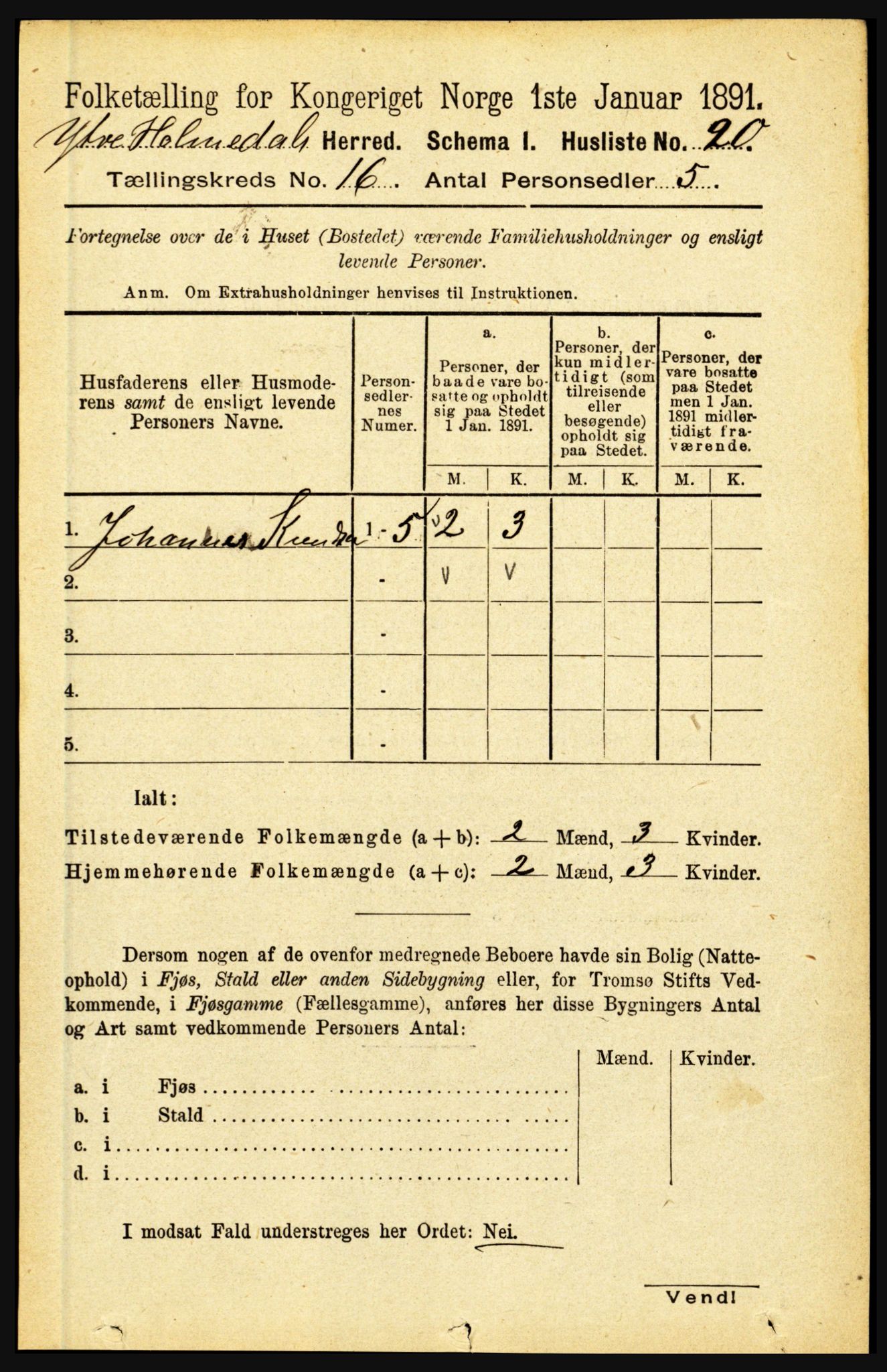 RA, 1891 census for 1429 Ytre Holmedal, 1891, p. 4216