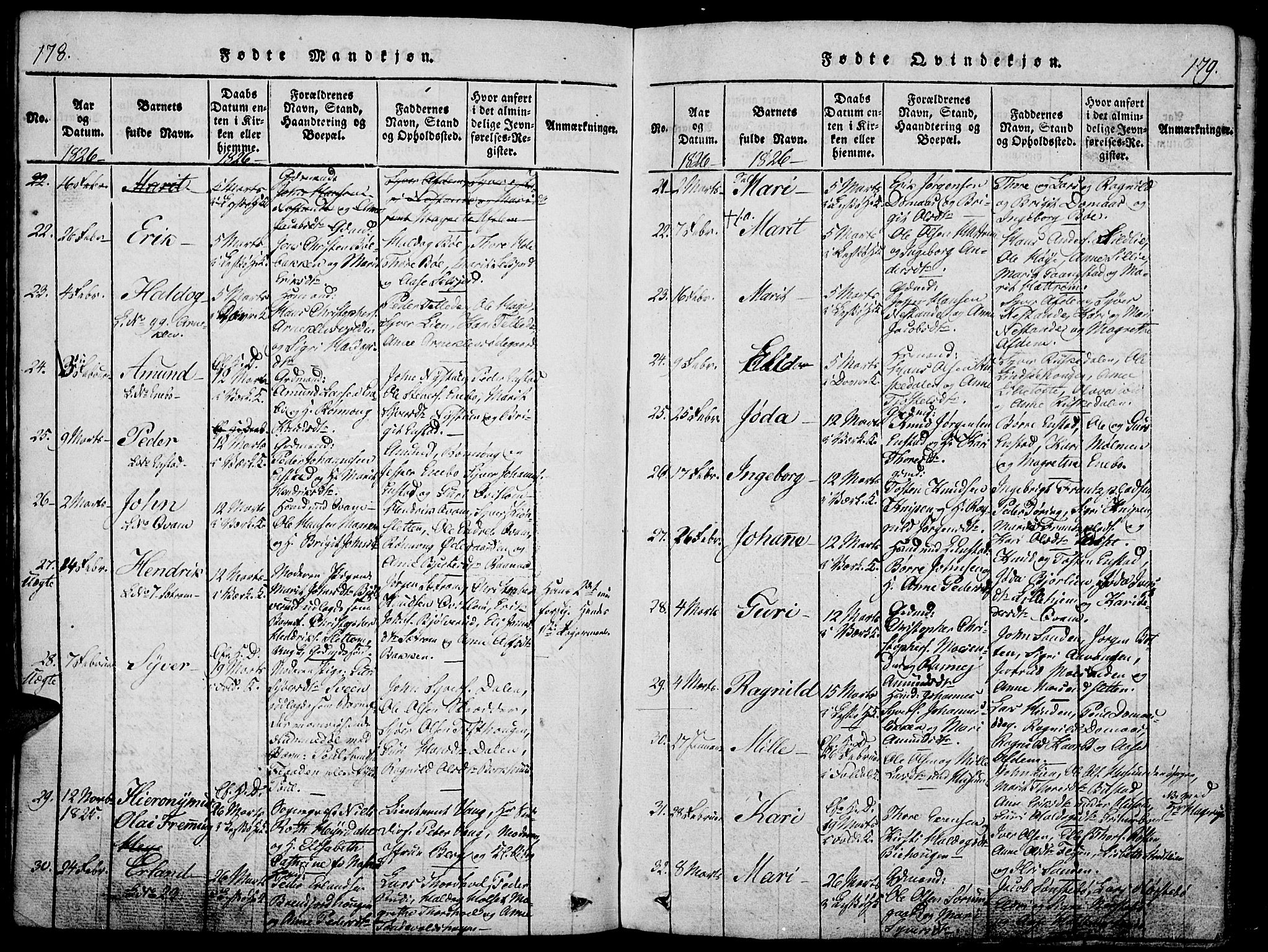 Lesja prestekontor, AV/SAH-PREST-068/H/Ha/Haa/L0004: Parish register (official) no. 4, 1820-1829, p. 178-179