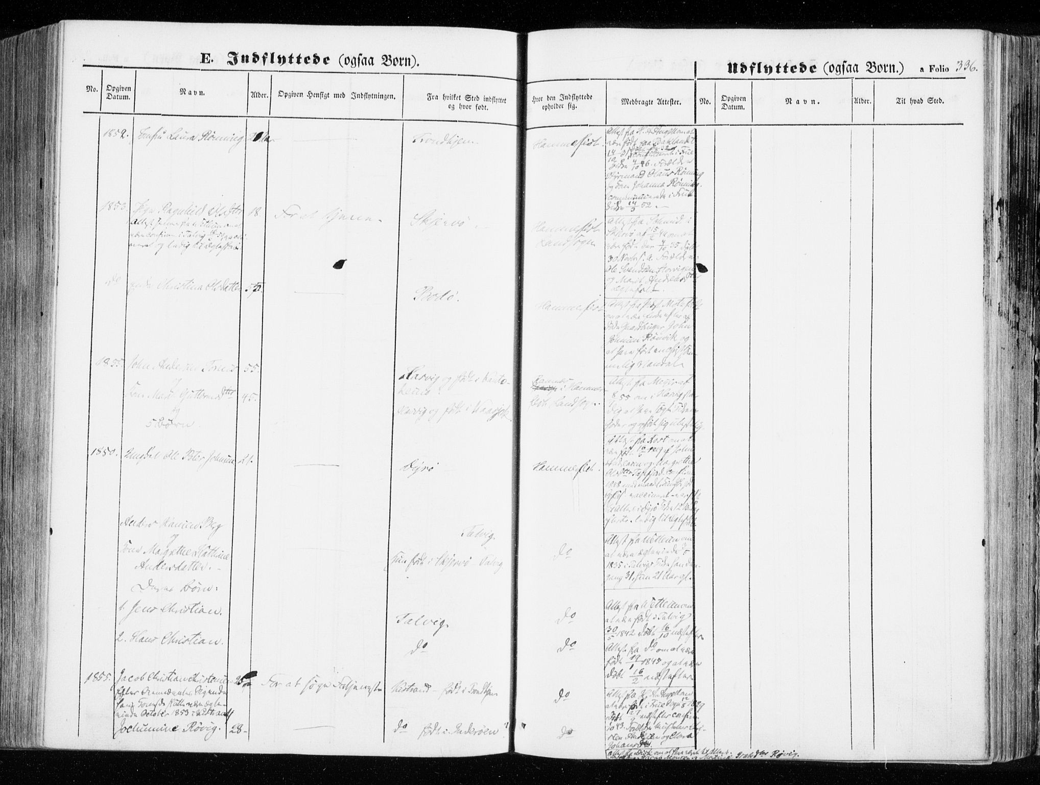 Hammerfest sokneprestkontor, SATØ/S-1347/H/Ha/L0004.kirke: Parish register (official) no. 4, 1843-1856, p. 336