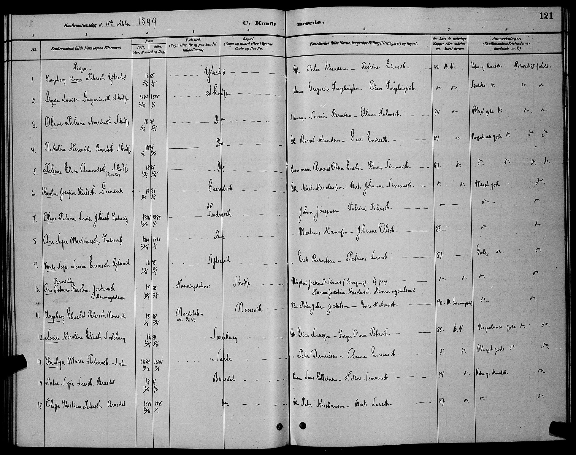 Ministerialprotokoller, klokkerbøker og fødselsregistre - Møre og Romsdal, AV/SAT-A-1454/524/L0365: Parish register (copy) no. 524C06, 1880-1899, p. 121