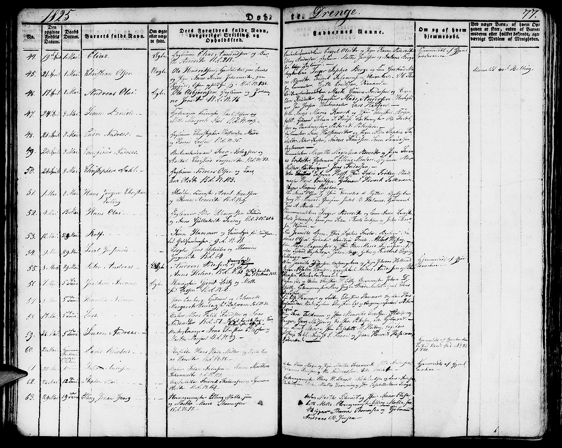 Domkirken sokneprestembete, SAB/A-74801/H/Haa/L0012: Parish register (official) no. A 12, 1821-1840, p. 77