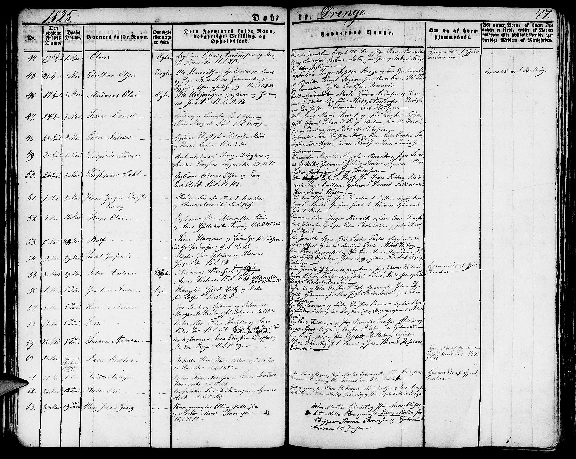Domkirken sokneprestembete, AV/SAB-A-74801/H/Haa/L0012: Parish register (official) no. A 12, 1821-1840, p. 77