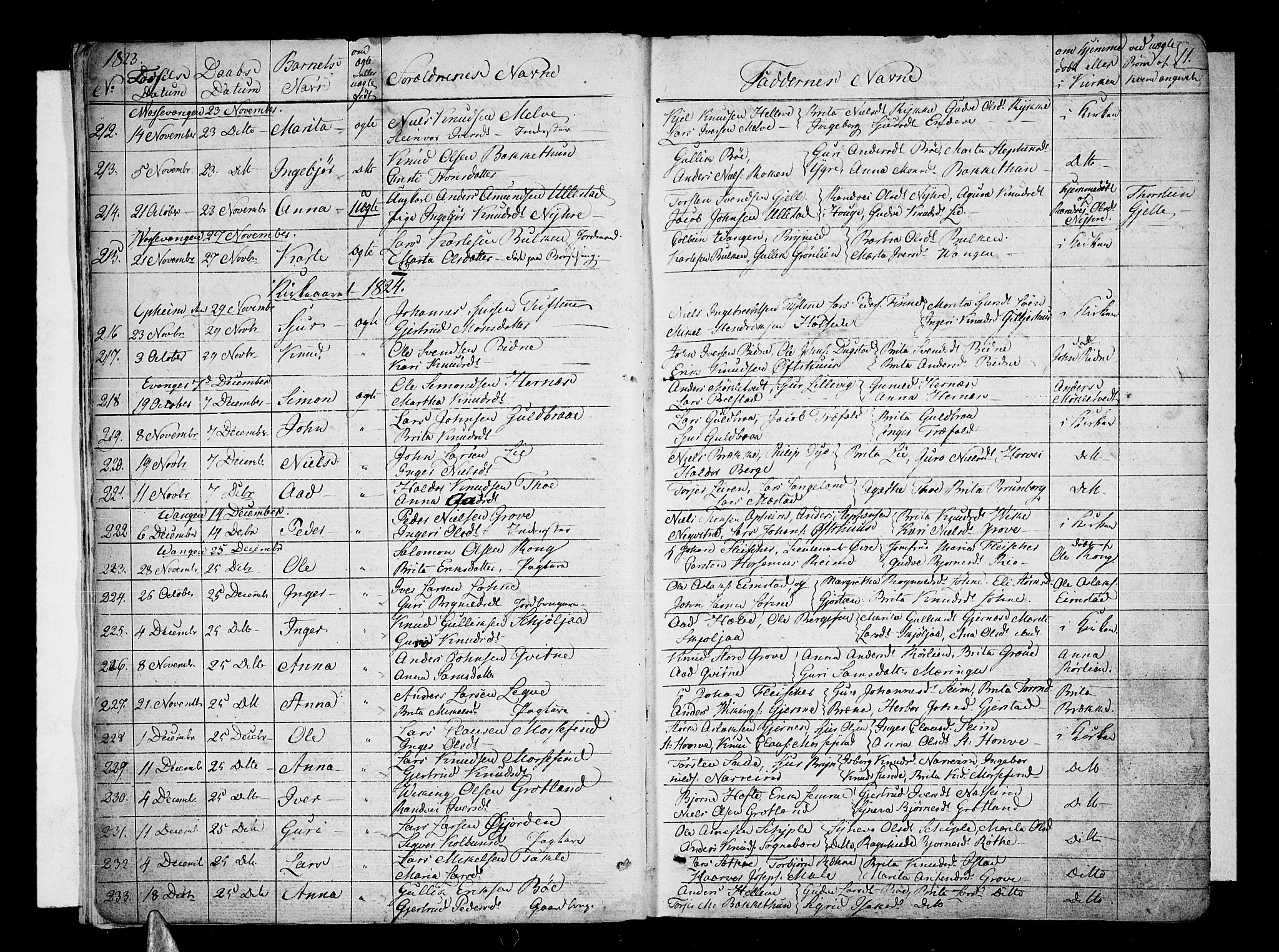 Voss sokneprestembete, AV/SAB-A-79001/H/Haa: Parish register (official) no. A 12, 1823-1837, p. 11