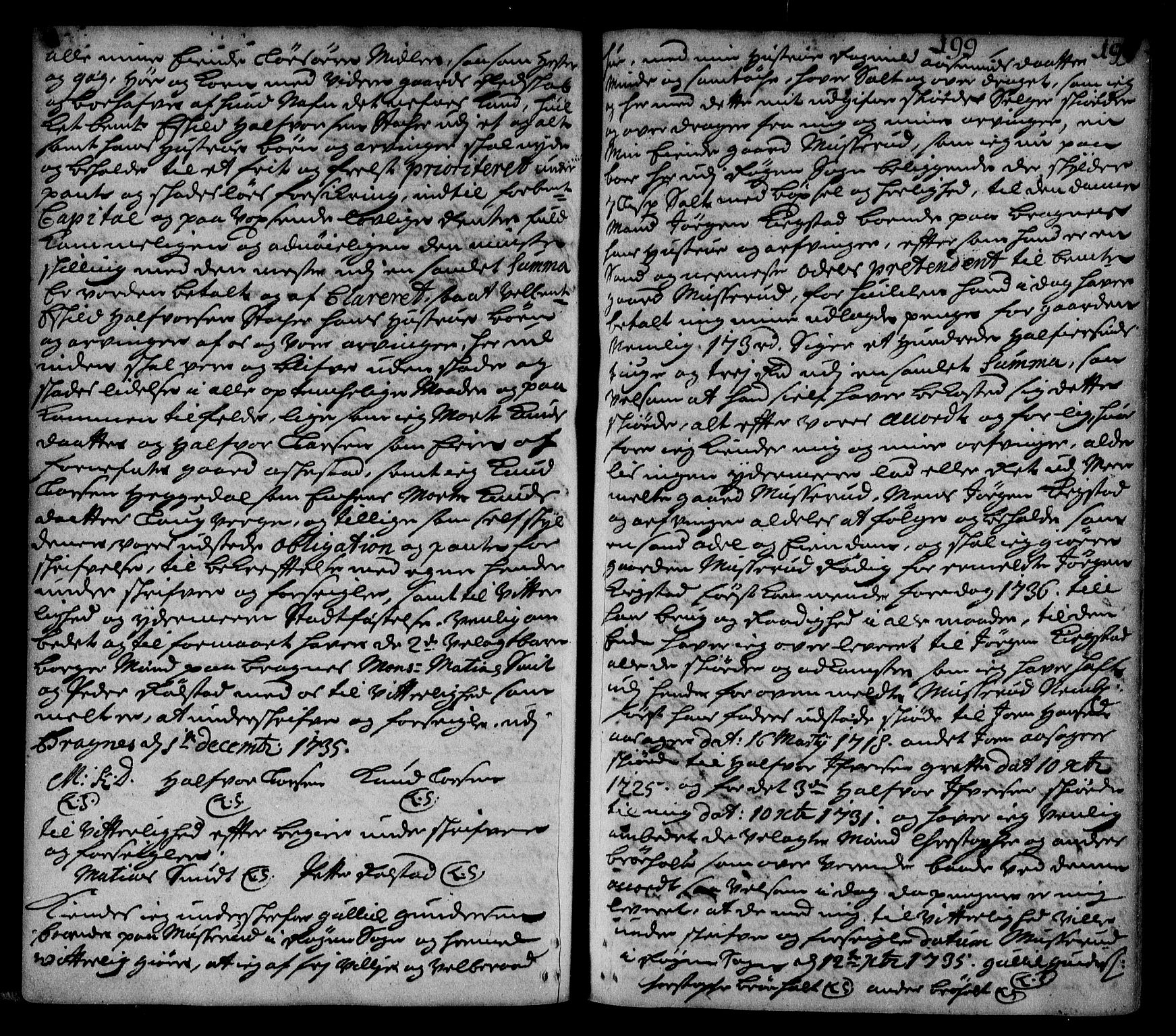 Lier, Røyken og Hurum sorenskriveri, SAKO/A-89/G/Ga/Gaa/L0002: Mortgage book no. II, 1725-1755, p. 199