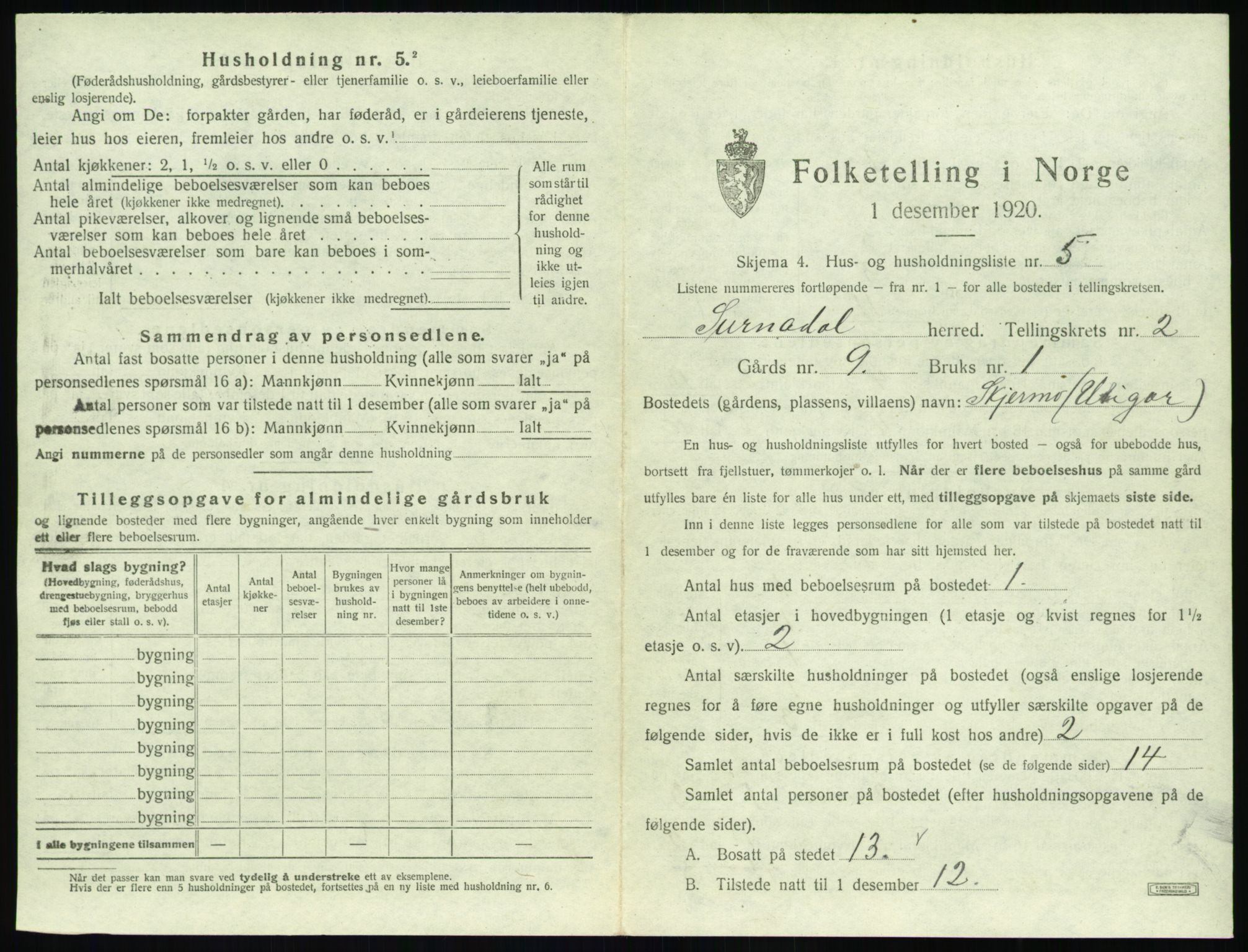 SAT, 1920 census for Surnadal, 1920, p. 169