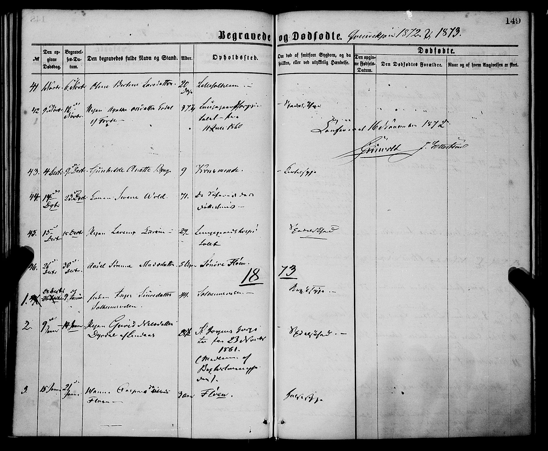 St. Jørgens hospital og Årstad sokneprestembete, AV/SAB-A-99934: Parish register (official) no. A 11, 1864-1886, p. 149