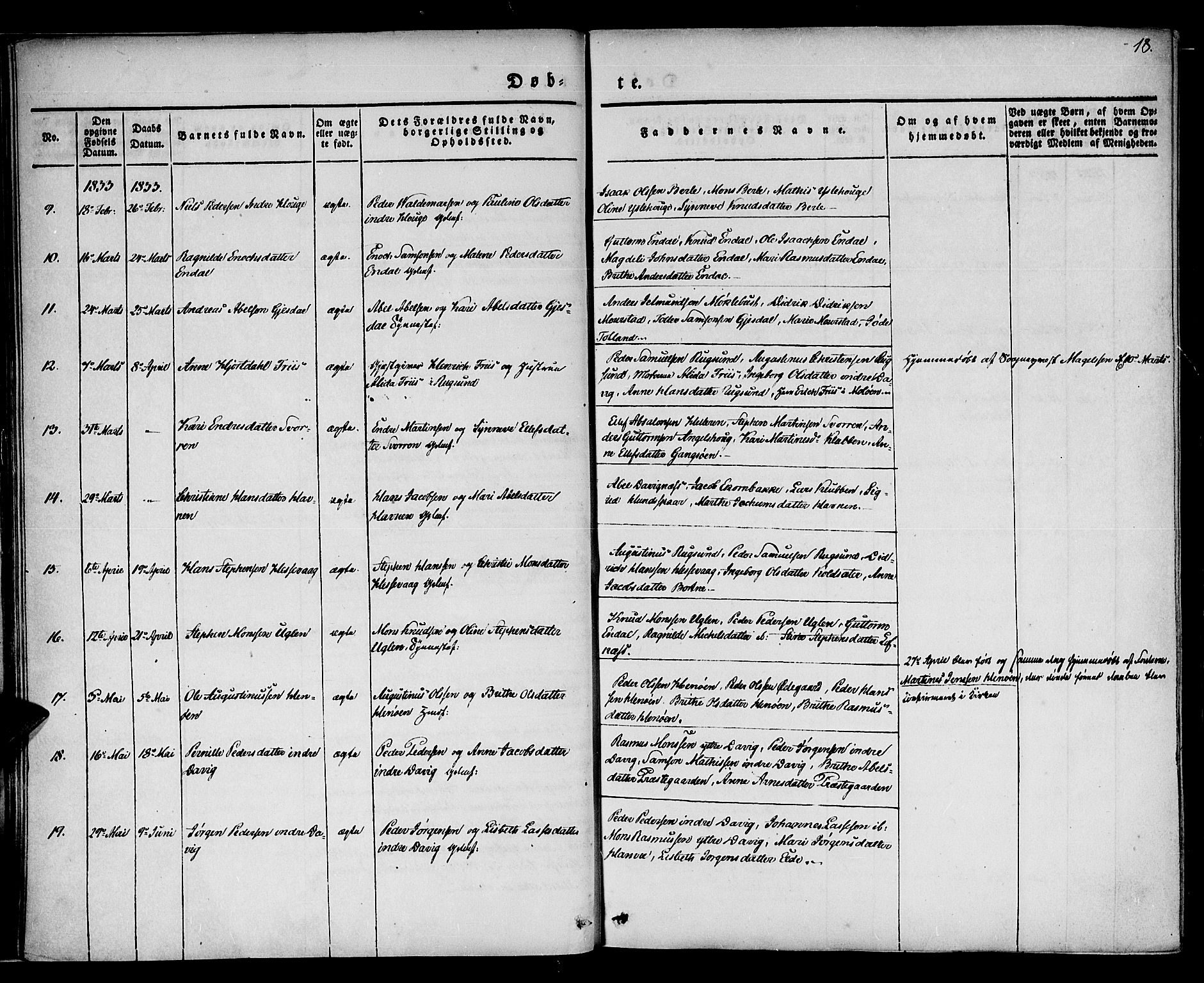 Davik sokneprestembete, AV/SAB-A-79701/H/Haa/Haaa/L0004: Parish register (official) no. A 4, 1830-1849, p. 18