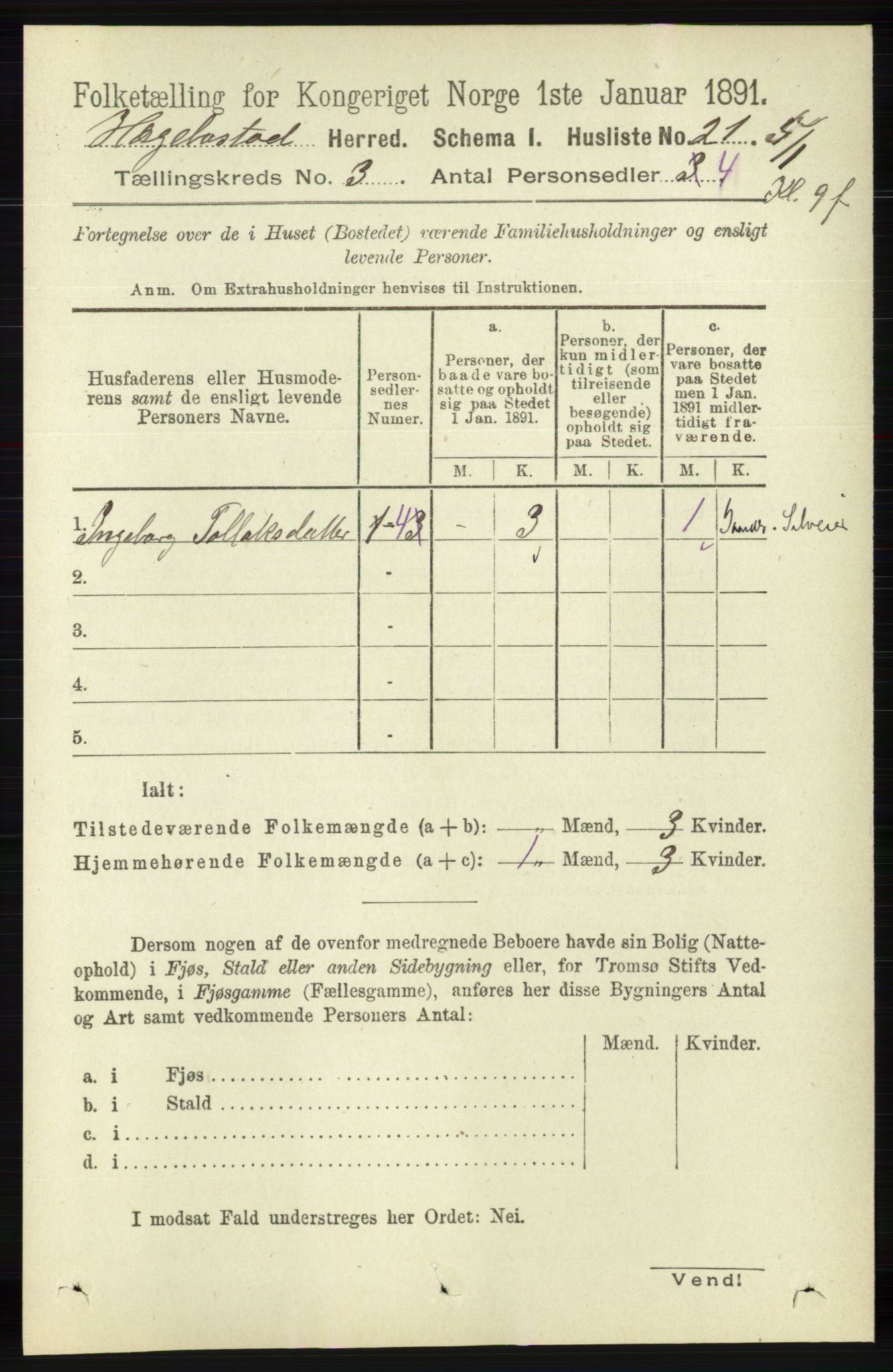 RA, 1891 census for 1034 Hægebostad, 1891, p. 838