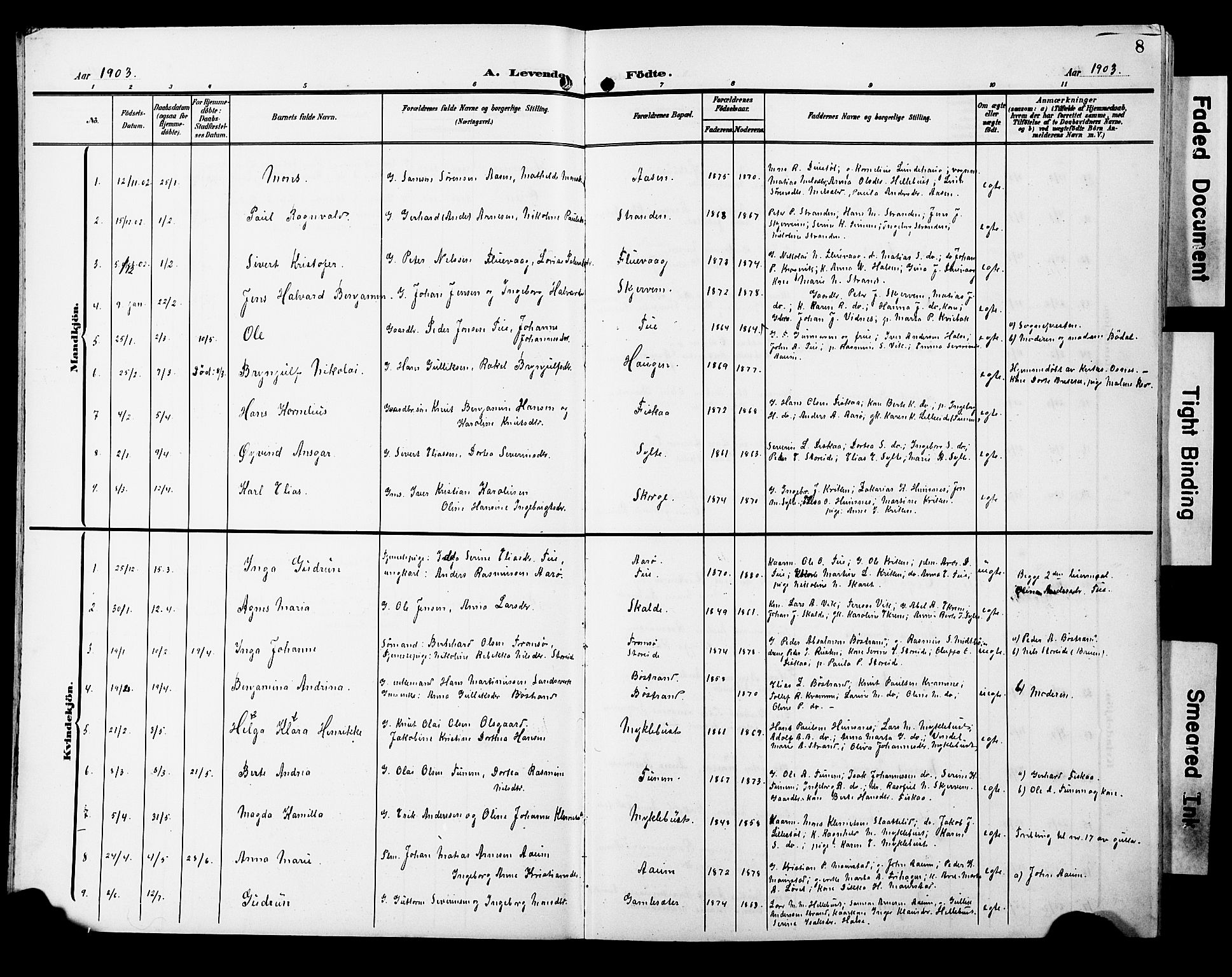 Ministerialprotokoller, klokkerbøker og fødselsregistre - Møre og Romsdal, SAT/A-1454/501/L0018: Parish register (copy) no. 501C04, 1902-1930, p. 8