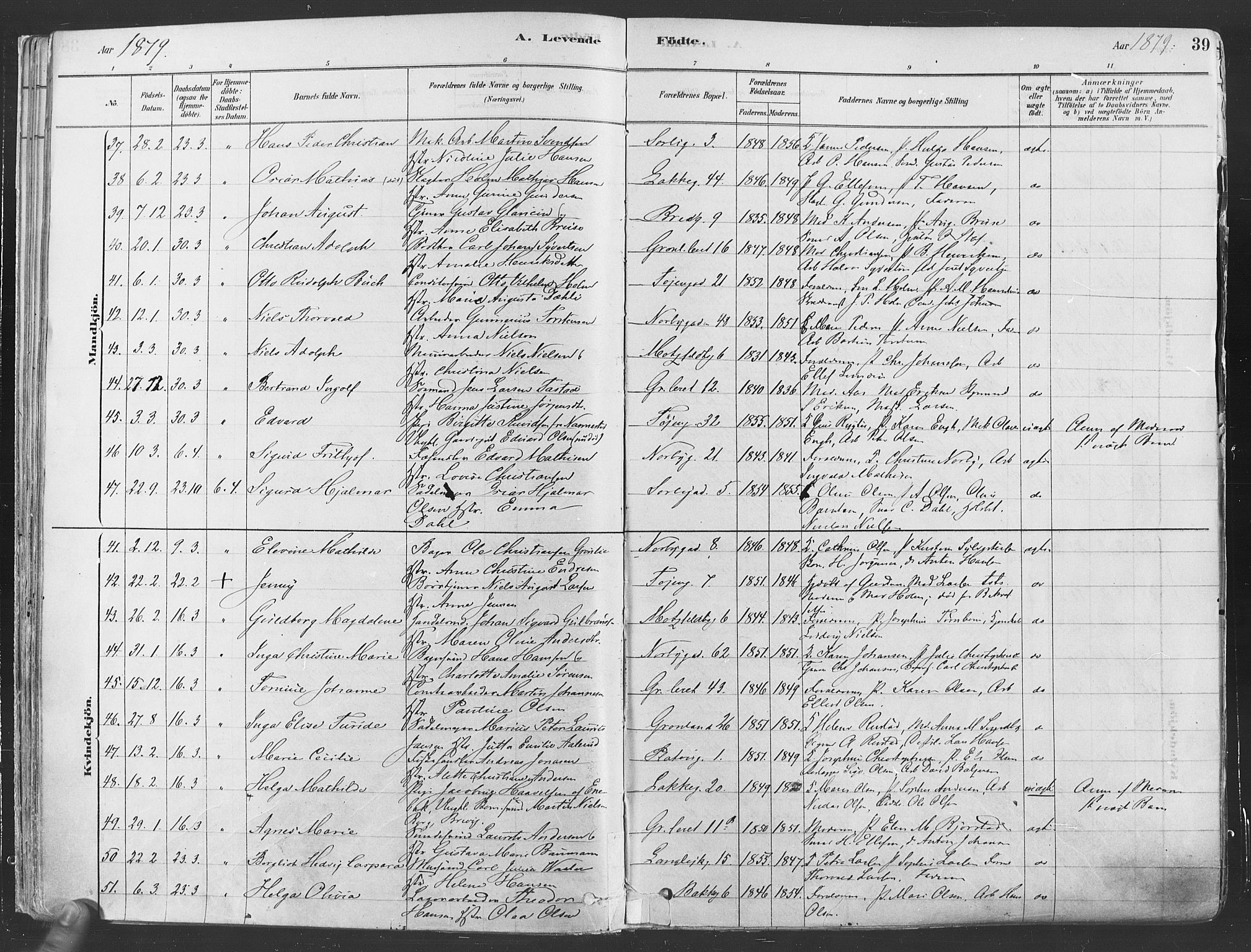 Grønland prestekontor Kirkebøker, AV/SAO-A-10848/F/Fa/L0007: Parish register (official) no. 7, 1878-1888, p. 39