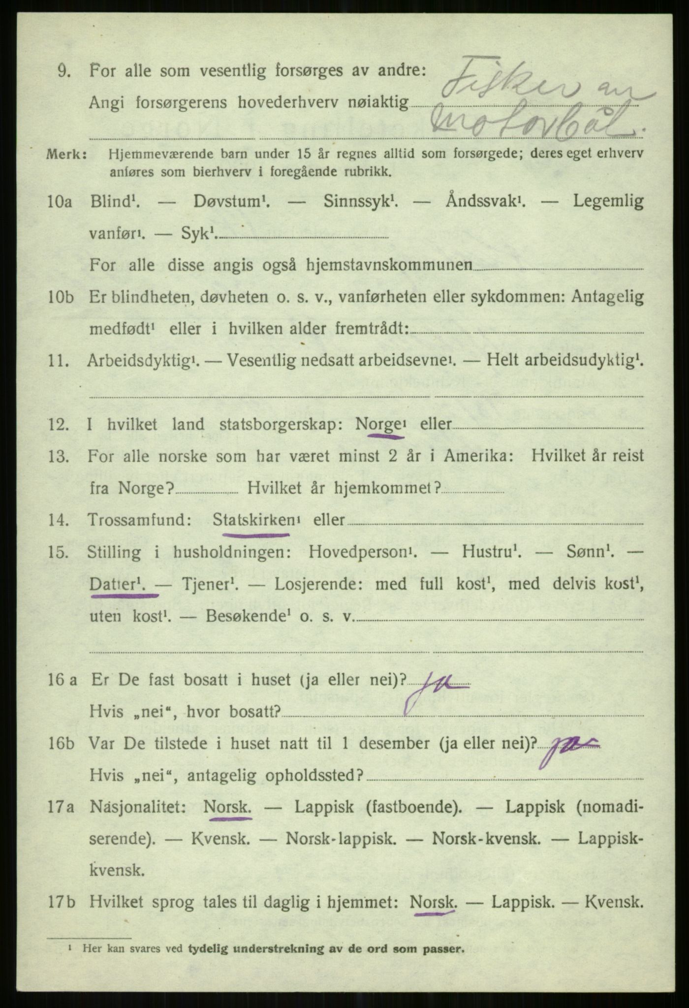 SATØ, 1920 census for Karlsøy, 1920, p. 4911