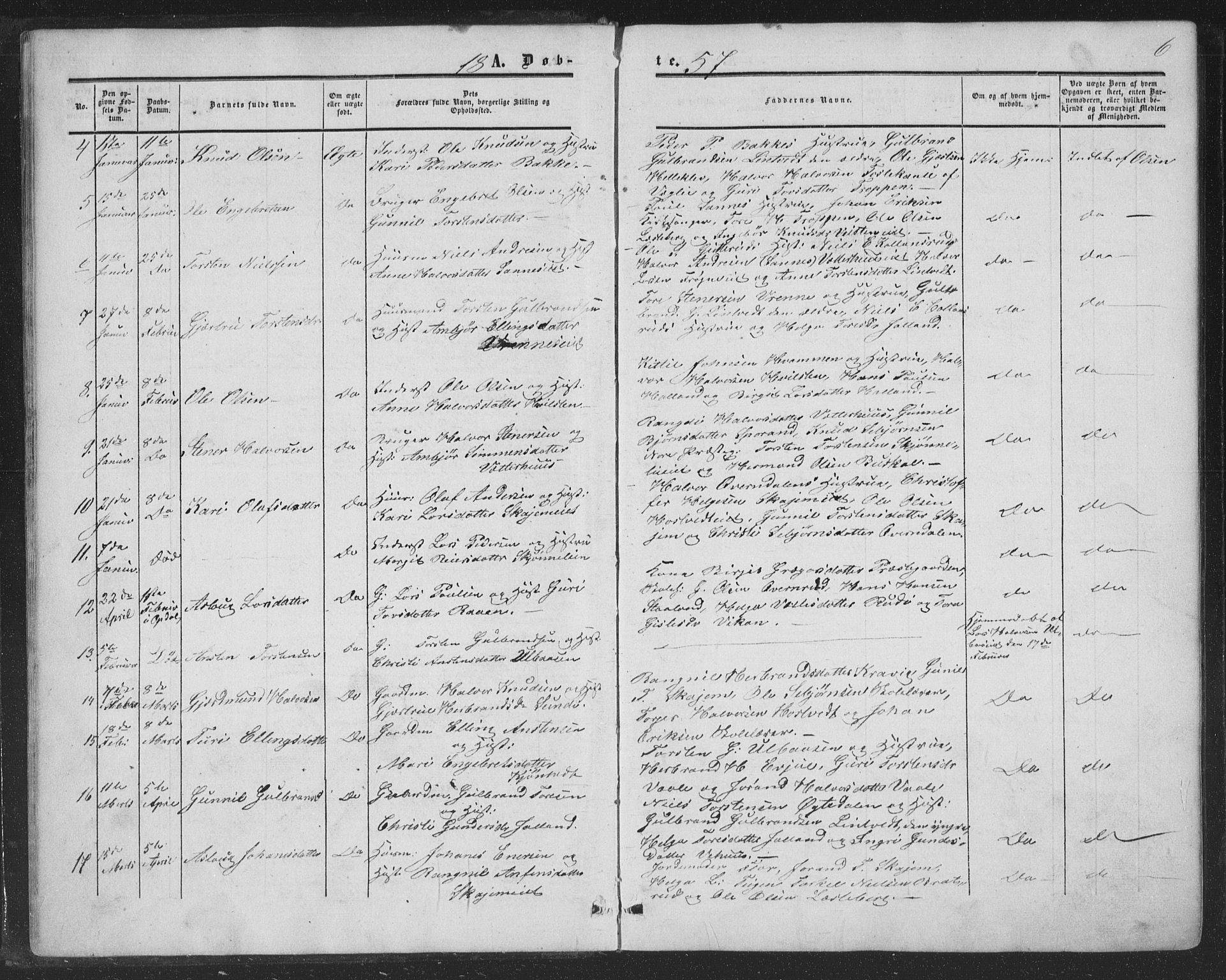 Nore kirkebøker, AV/SAKO-A-238/F/Fa/L0002: Parish register (official) no. I 2, 1856-1871, p. 6