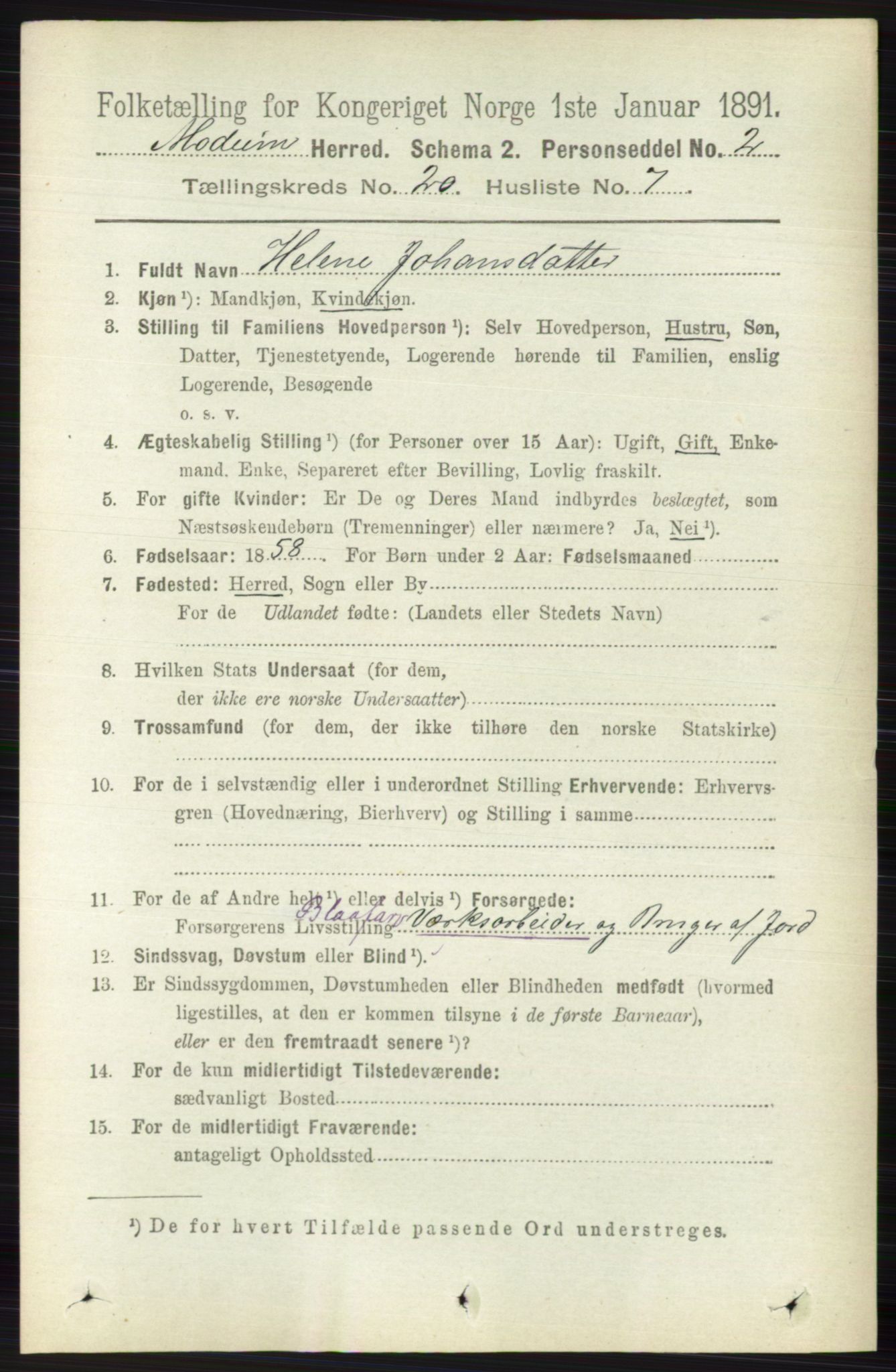 RA, 1891 census for 0623 Modum, 1891, p. 7861