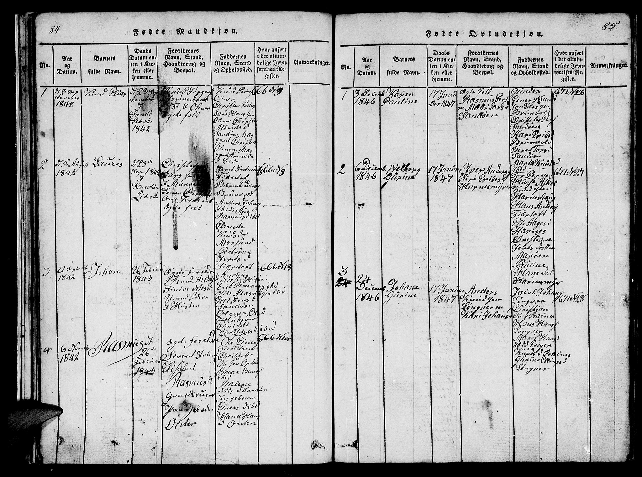 Ministerialprotokoller, klokkerbøker og fødselsregistre - Møre og Romsdal, AV/SAT-A-1454/561/L0731: Parish register (copy) no. 561C01, 1817-1867, p. 84-85