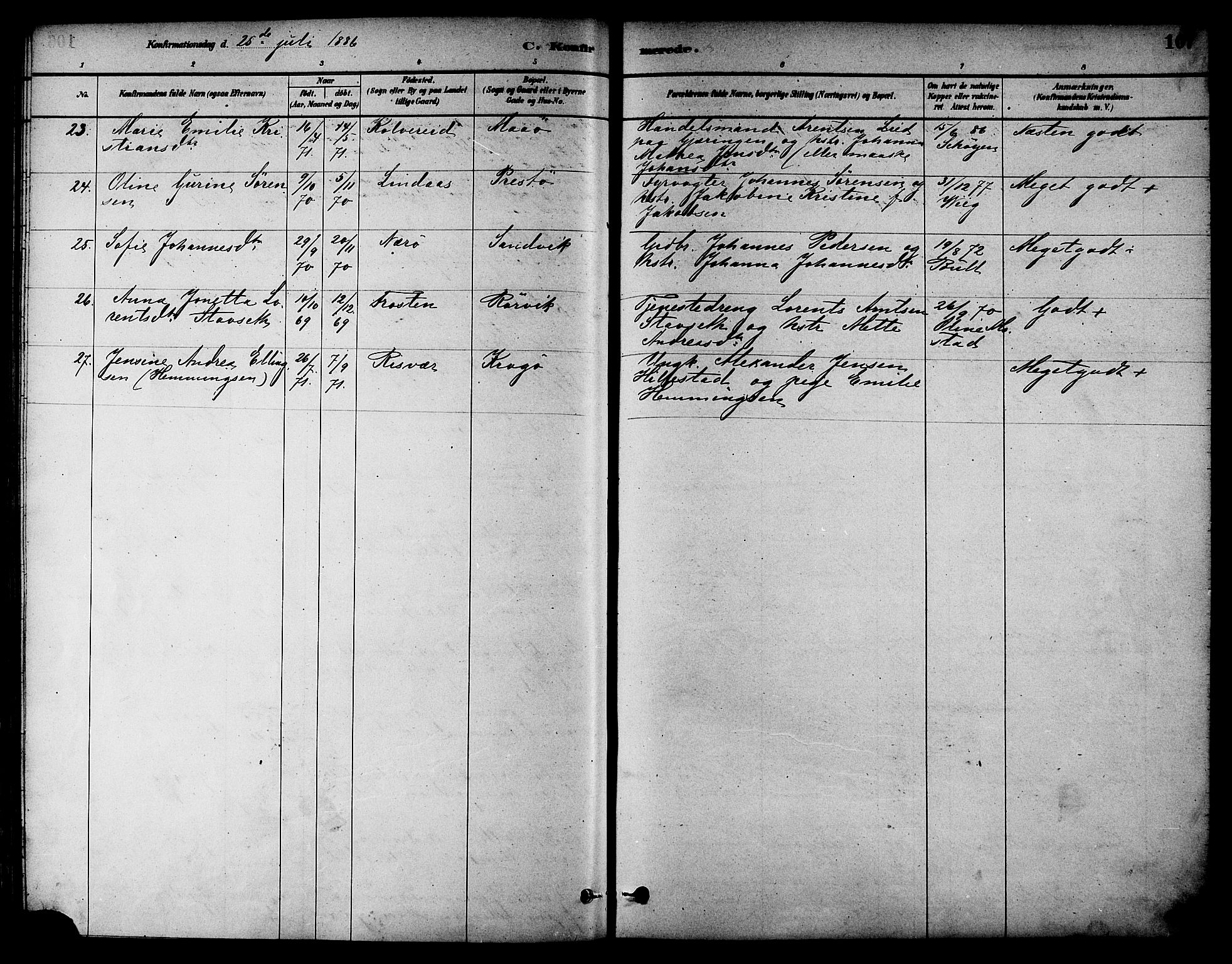 Ministerialprotokoller, klokkerbøker og fødselsregistre - Nord-Trøndelag, SAT/A-1458/784/L0672: Parish register (official) no. 784A07, 1880-1887, p. 107