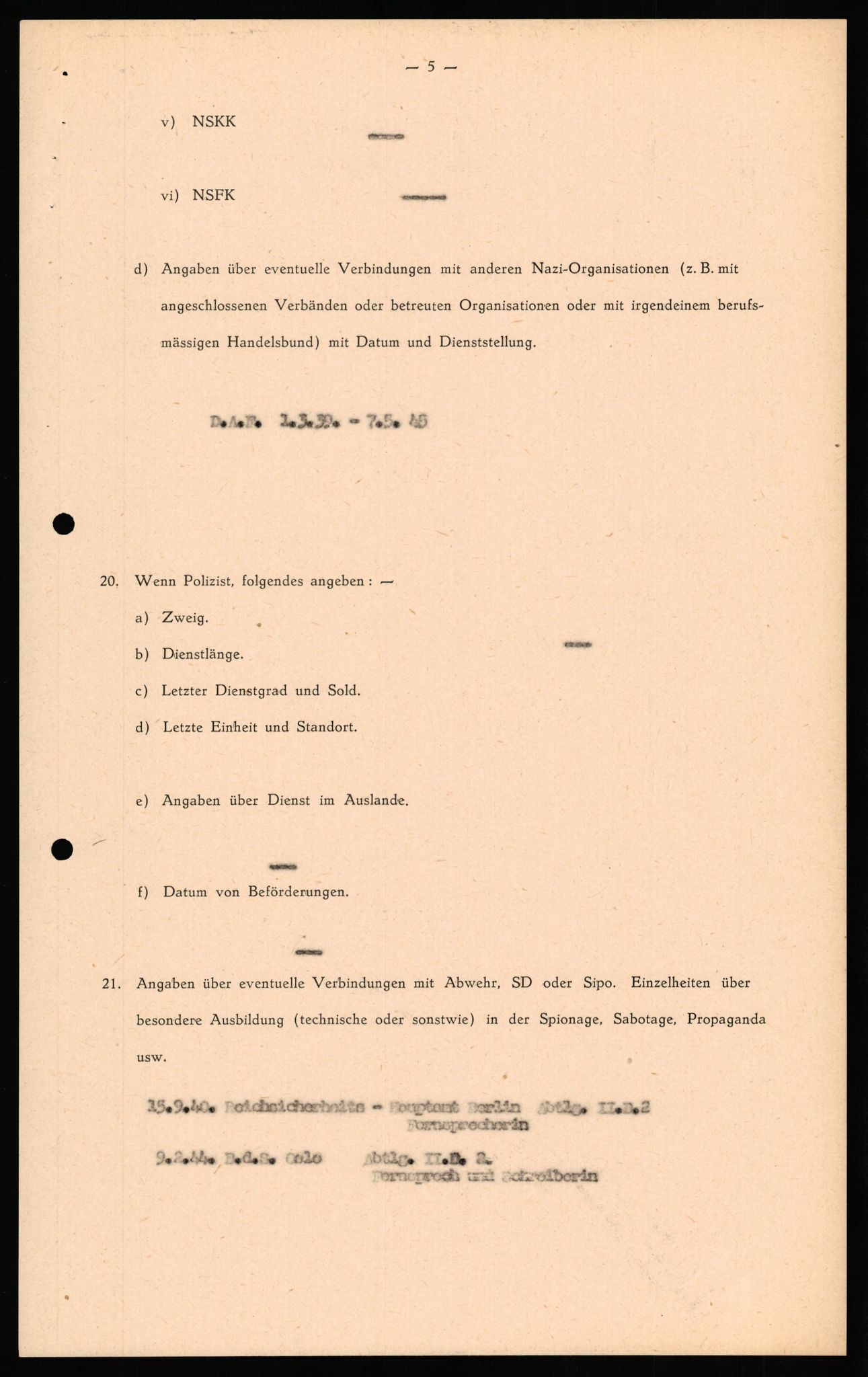 Forsvaret, Forsvarets overkommando II, AV/RA-RAFA-3915/D/Db/L0030: CI Questionaires. Tyske okkupasjonsstyrker i Norge. Tyskere., 1945-1946, p. 102
