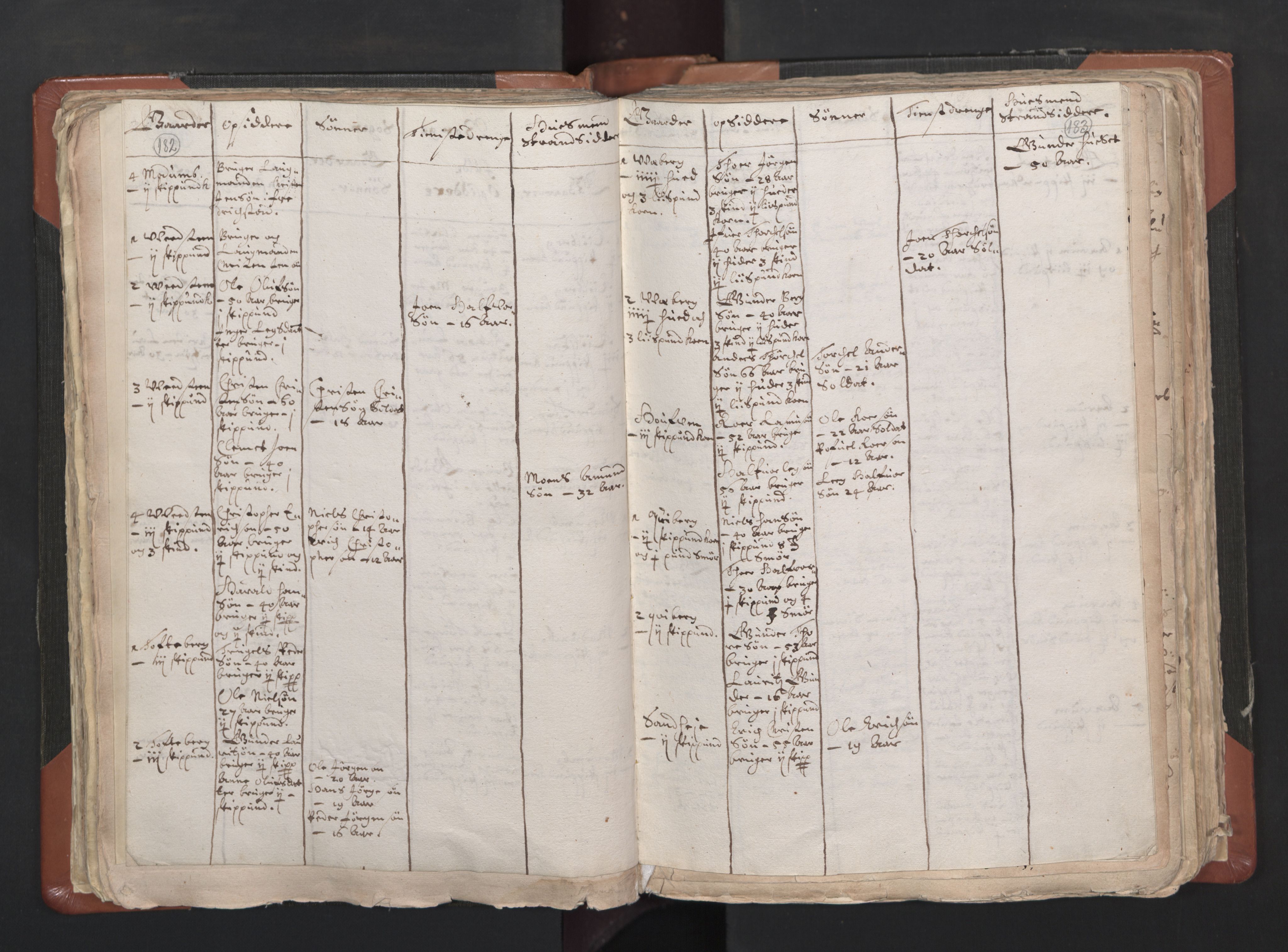 RA, Vicar's Census 1664-1666, no. 1: Nedre Borgesyssel deanery, 1664-1666, p. 182-183