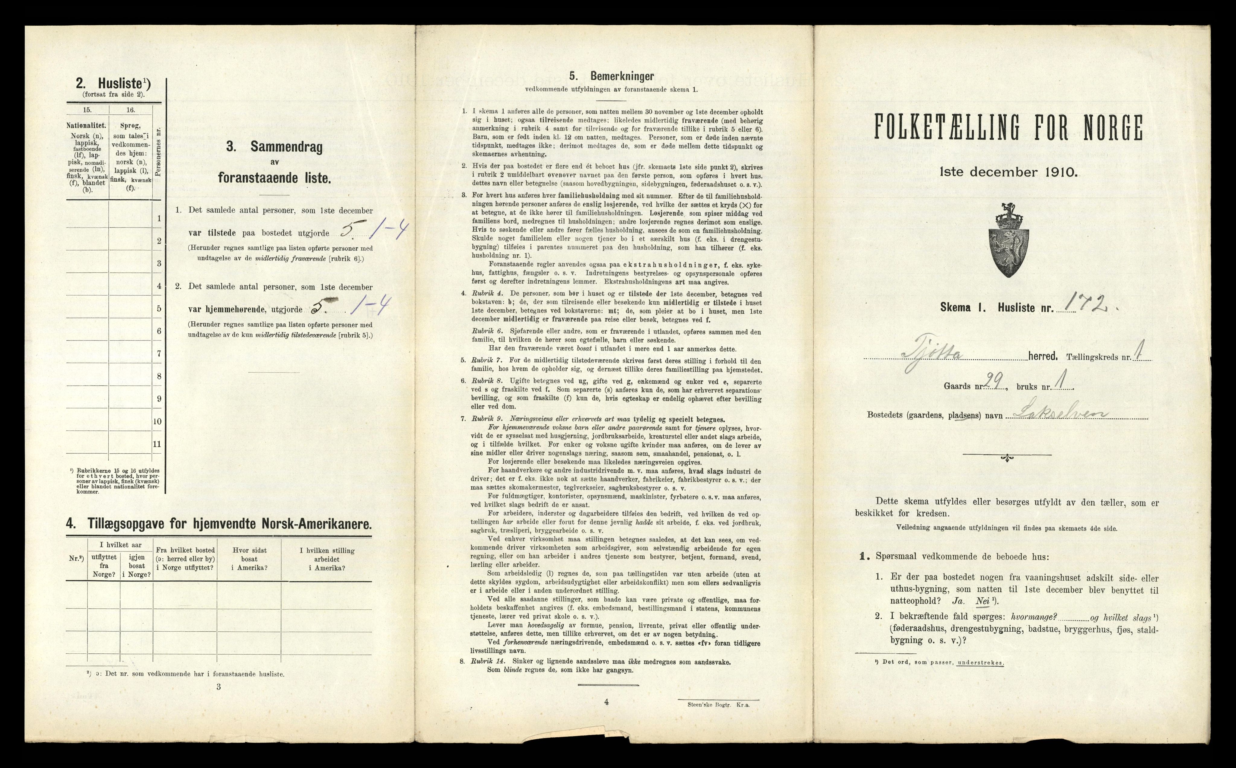 RA, 1910 census for Tjøtta, 1910, p. 373