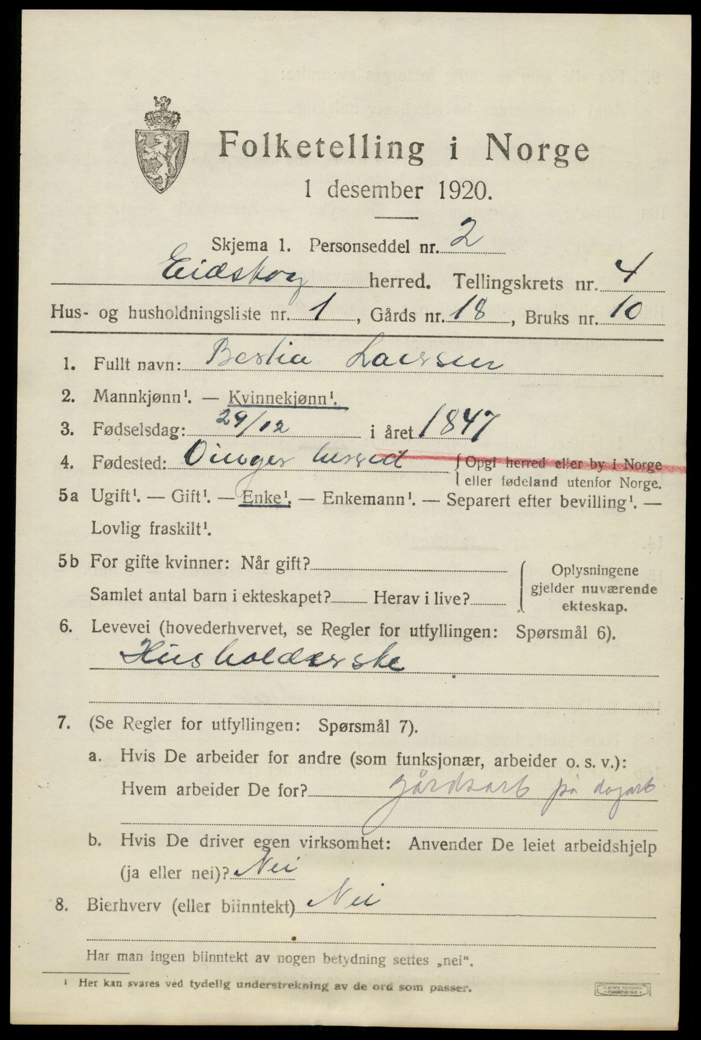 SAH, 1920 census for Eidskog, 1920, p. 4799