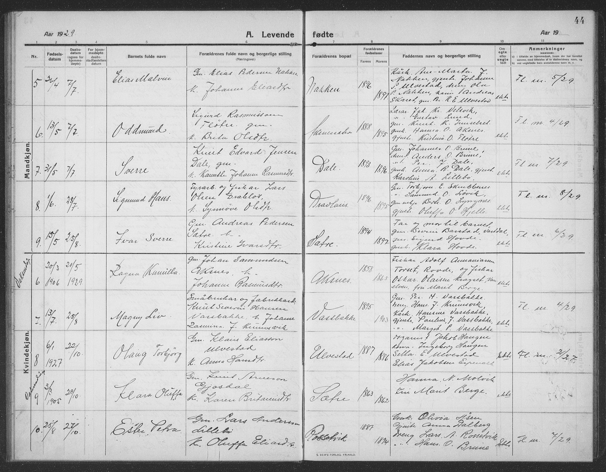 Ministerialprotokoller, klokkerbøker og fødselsregistre - Møre og Romsdal, SAT/A-1454/512/L0169: Parish register (copy) no. 512C01, 1910-1935, p. 44
