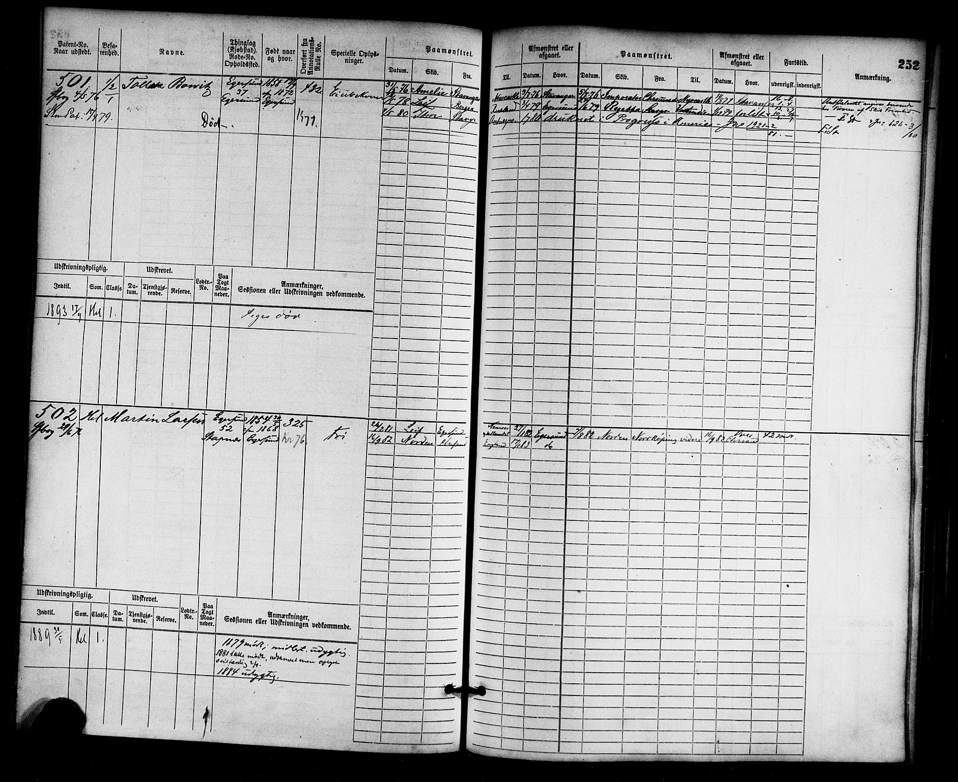 Egersund mønstringskrets, AV/SAK-2031-0019/F/Fb/L0001: Hovedrulle nr 1-666, O-3, 1868-1920, p. 260