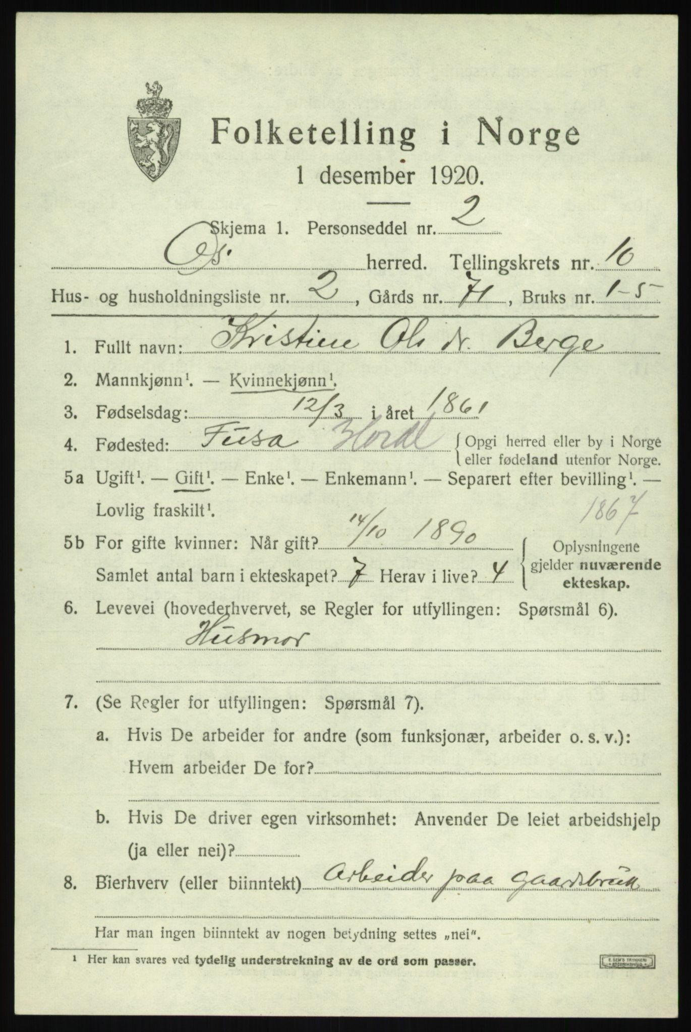 SAB, 1920 census for Os, 1920, p. 8234