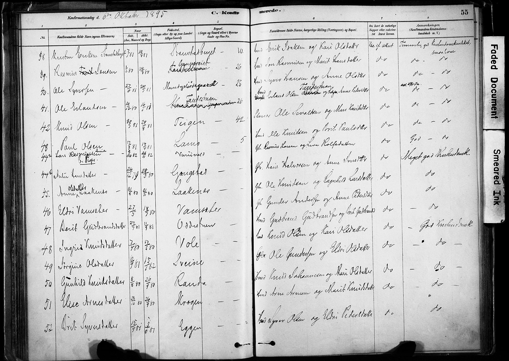 Lom prestekontor, AV/SAH-PREST-070/K/L0009: Parish register (official) no. 9, 1878-1907, p. 55