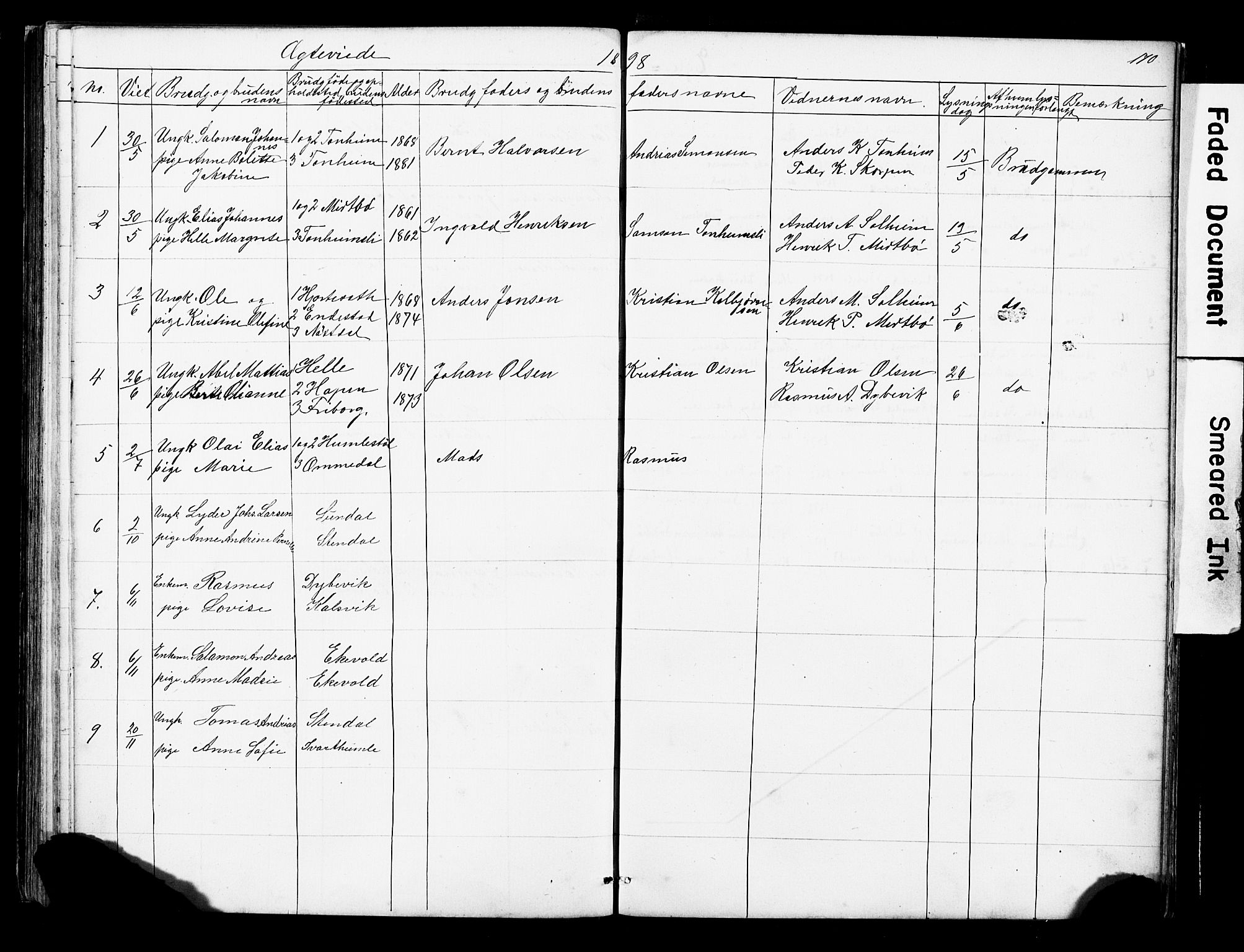 Kinn sokneprestembete, AV/SAB-A-80801/H/Hab/Habe/L0001: Parish register (copy) no. E 1, 1864-1899, p. 170