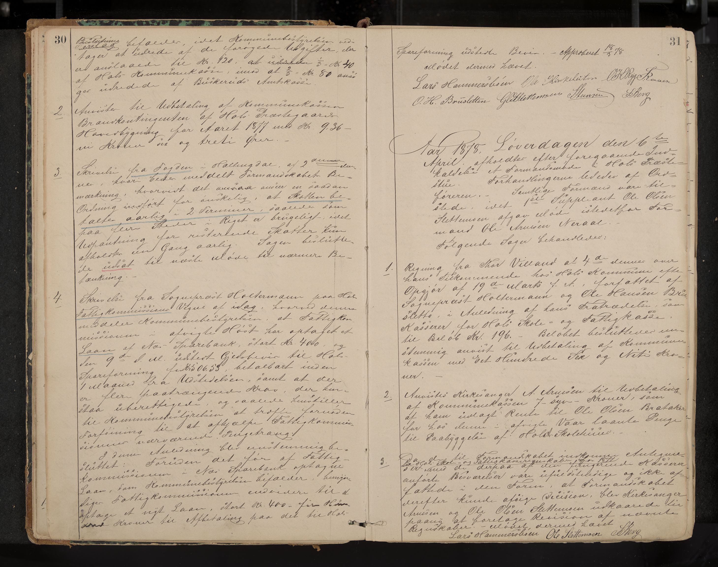 Hol formannskap og sentraladministrasjon, IKAK/0620021-1/A/L0001: Møtebok, 1877-1893, p. 30-31