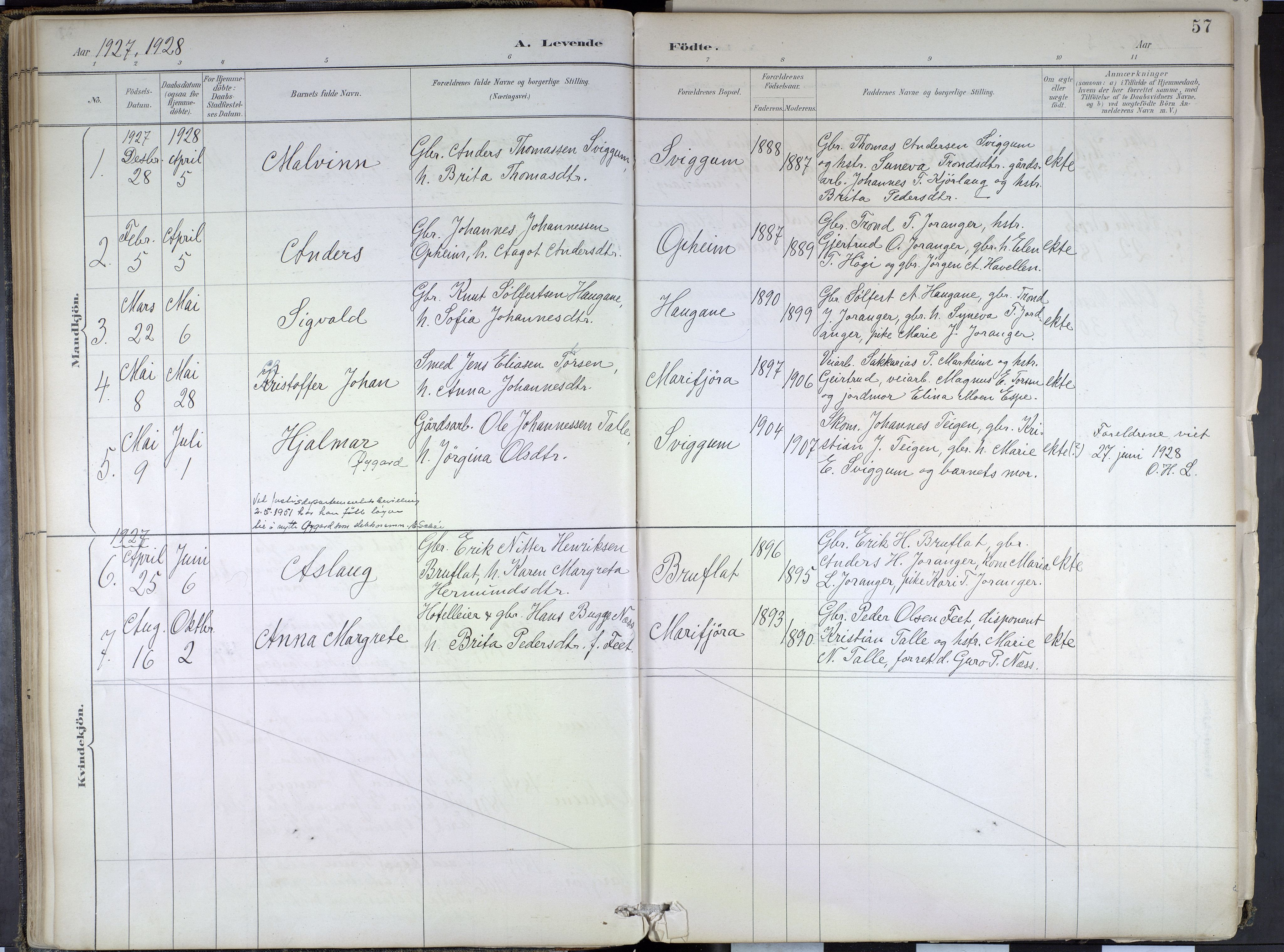 Hafslo sokneprestembete, SAB/A-80301/H/Haa/Haae/L0001: Parish register (official) no. E 1, 1886-1934, p. 57