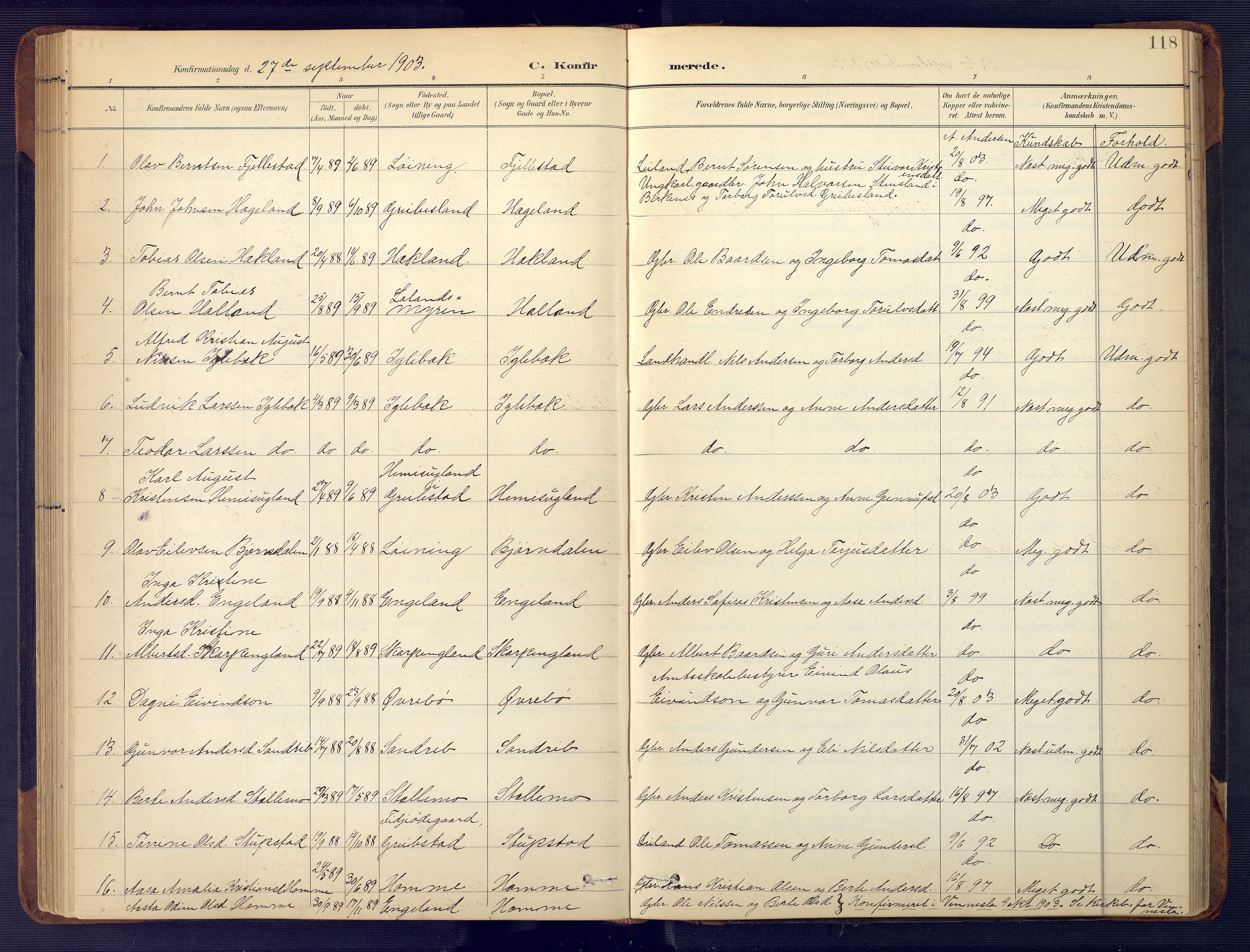 Vennesla sokneprestkontor, SAK/1111-0045/Fb/Fbc/L0003: Parish register (copy) no. B 3, 1895-1946, p. 118