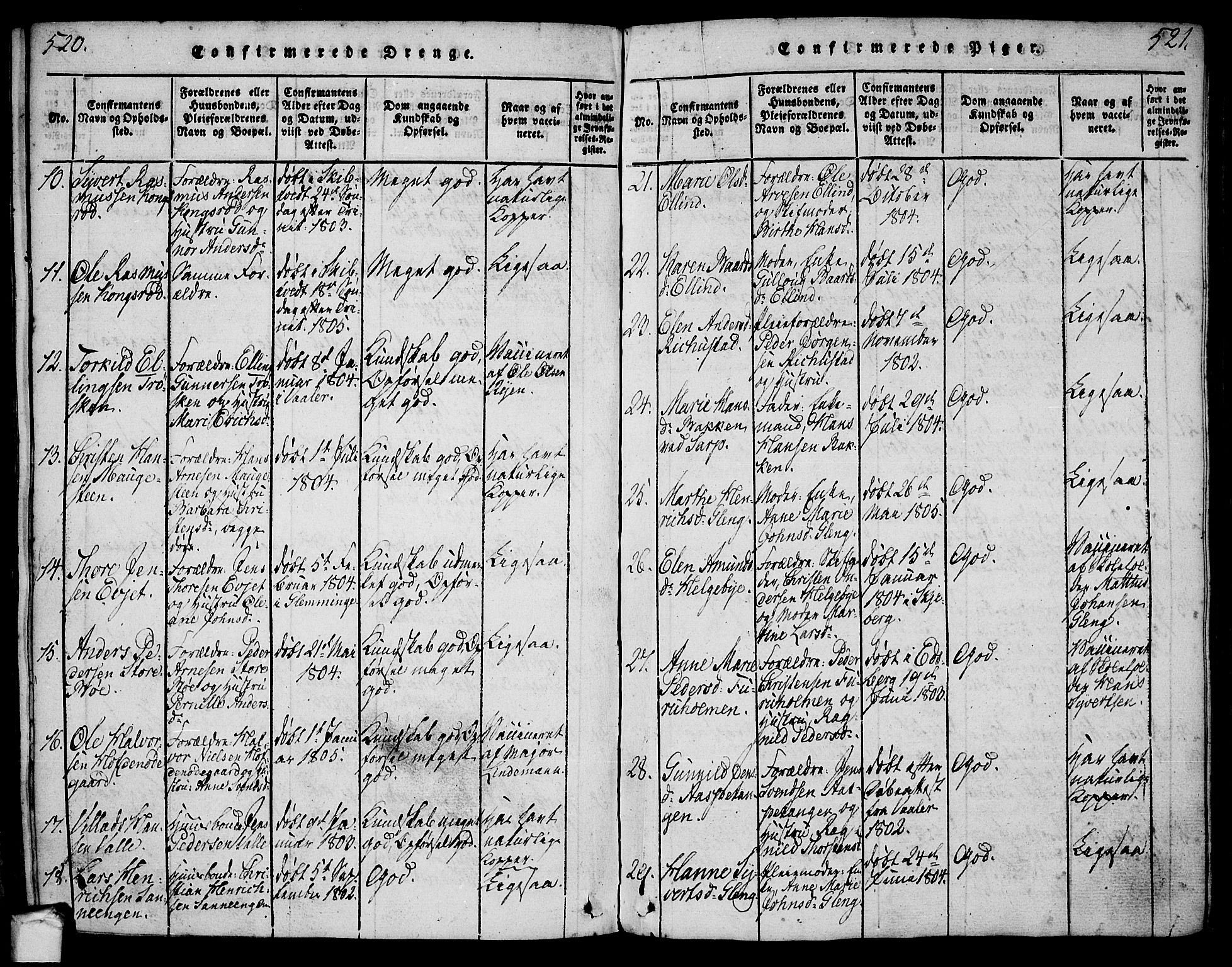 Tune prestekontor Kirkebøker, SAO/A-2007/F/Fa/L0005: Parish register (official) no. 5, 1815-1823, p. 520-521