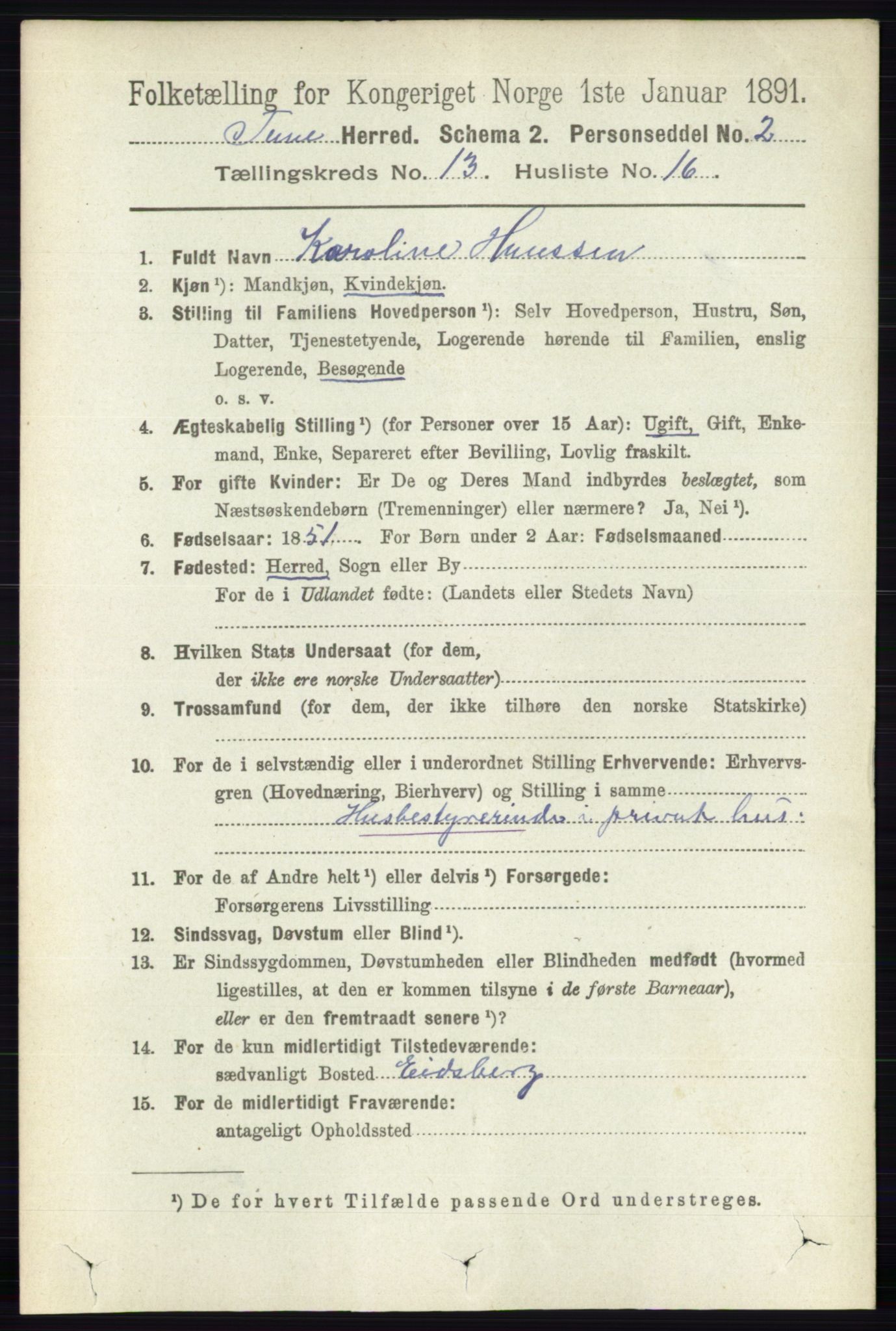 RA, 1891 census for 0130 Tune, 1891, p. 7858