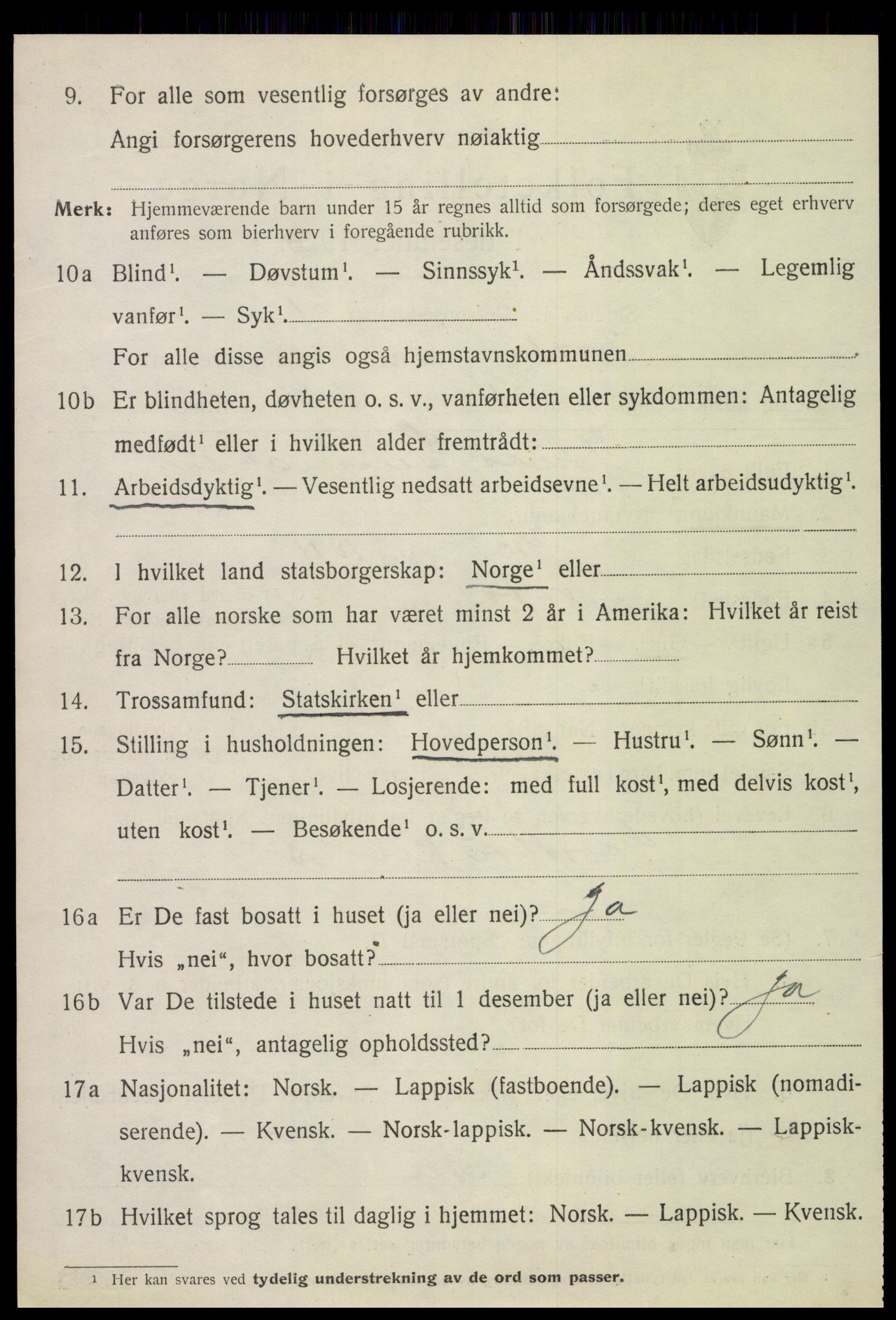 SAT, 1920 census for Frosta, 1920, p. 1019