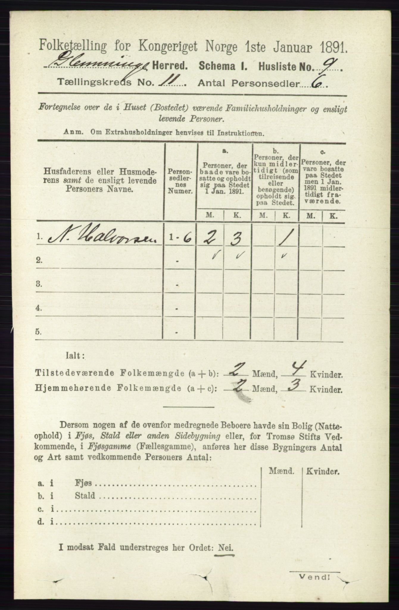 RA, 1891 census for 0132 Glemmen, 1891, p. 10540