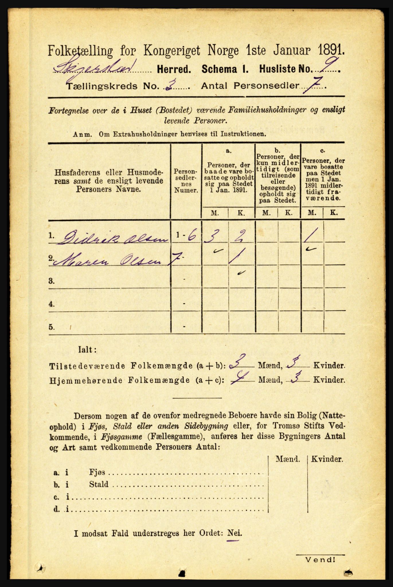 RA, 1891 census for 1842 Skjerstad, 1891, p. 698