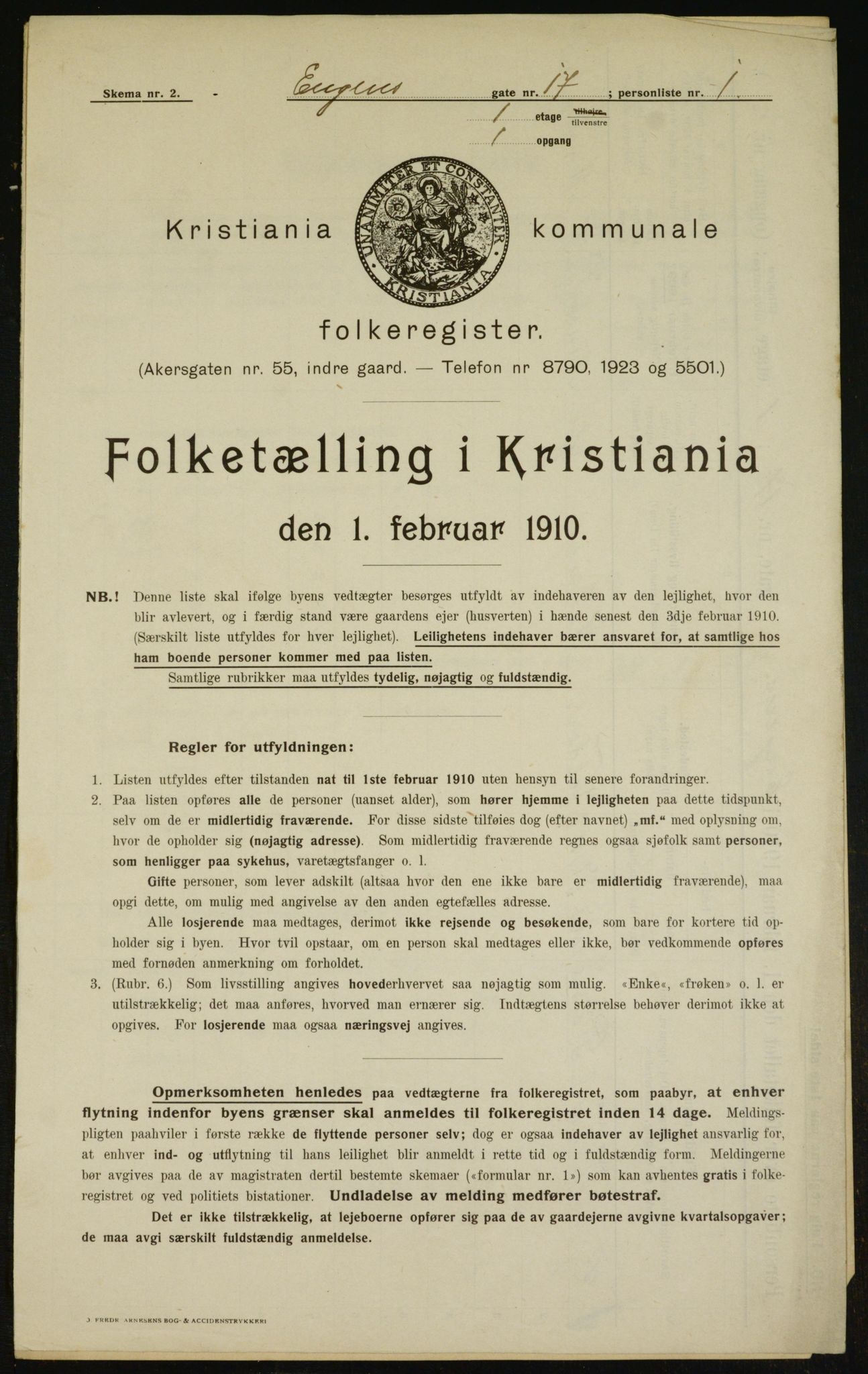 OBA, Municipal Census 1910 for Kristiania, 1910, p. 20079