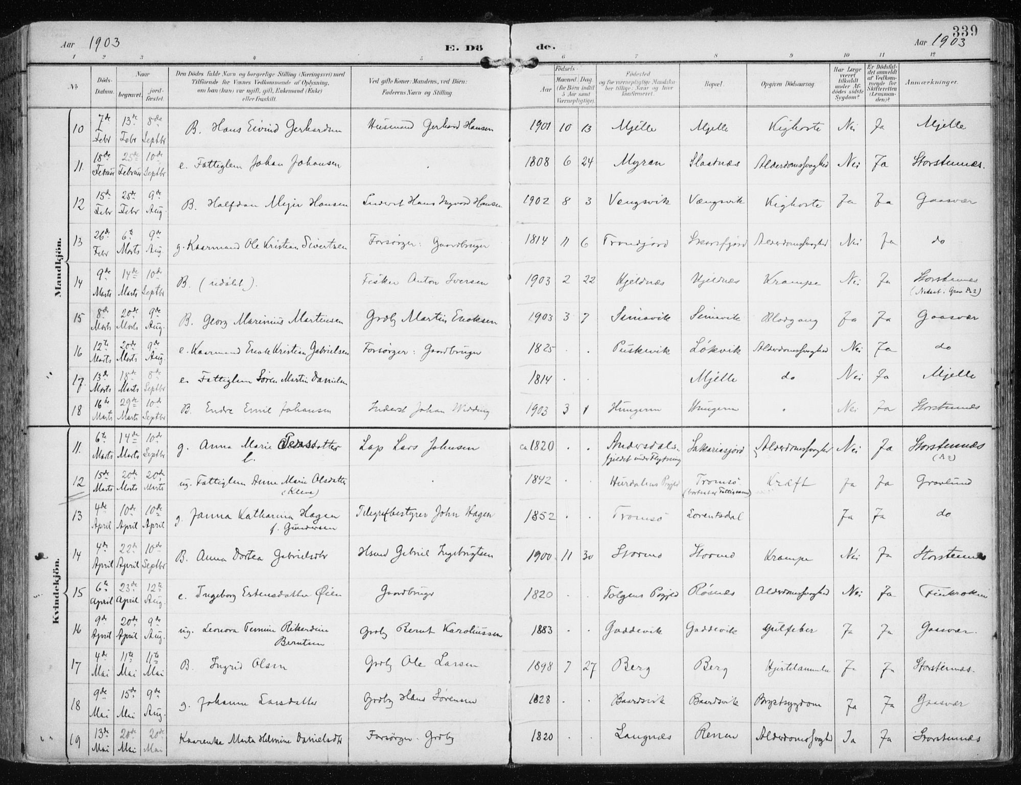 Tromsøysund sokneprestkontor, AV/SATØ-S-1304/G/Ga/L0006kirke: Parish register (official) no. 6, 1897-1906, p. 339