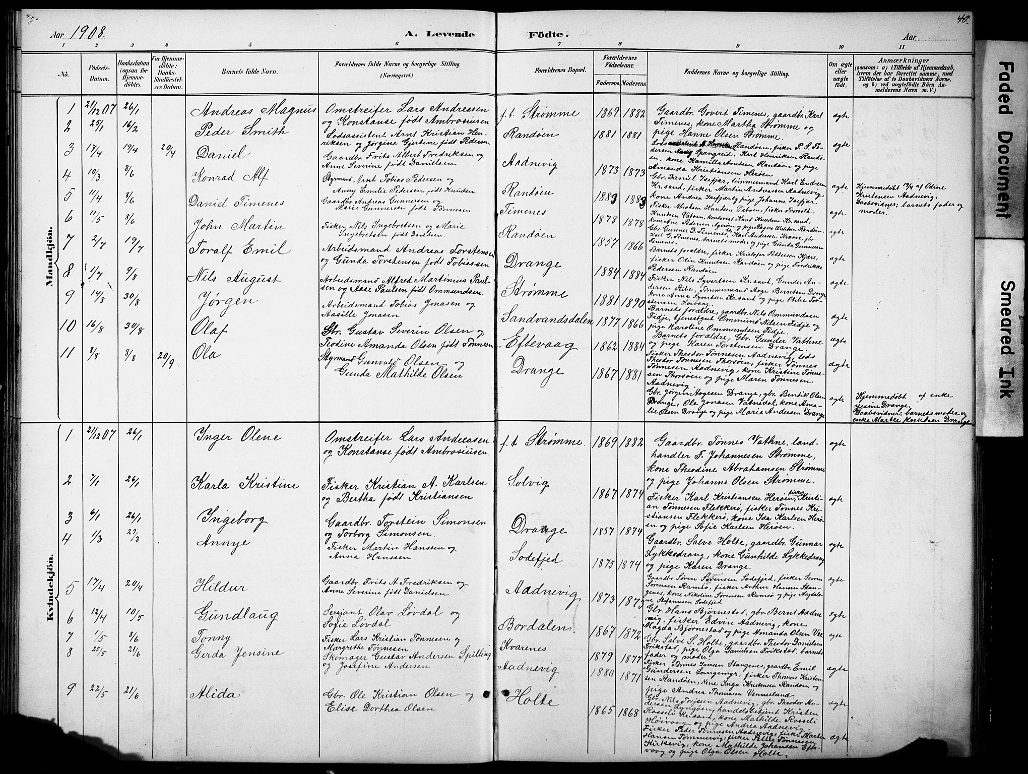 Oddernes sokneprestkontor, AV/SAK-1111-0033/F/Fb/Fbb/L0002: Parish register (copy) no. B 2, 1889-1933, p. 40