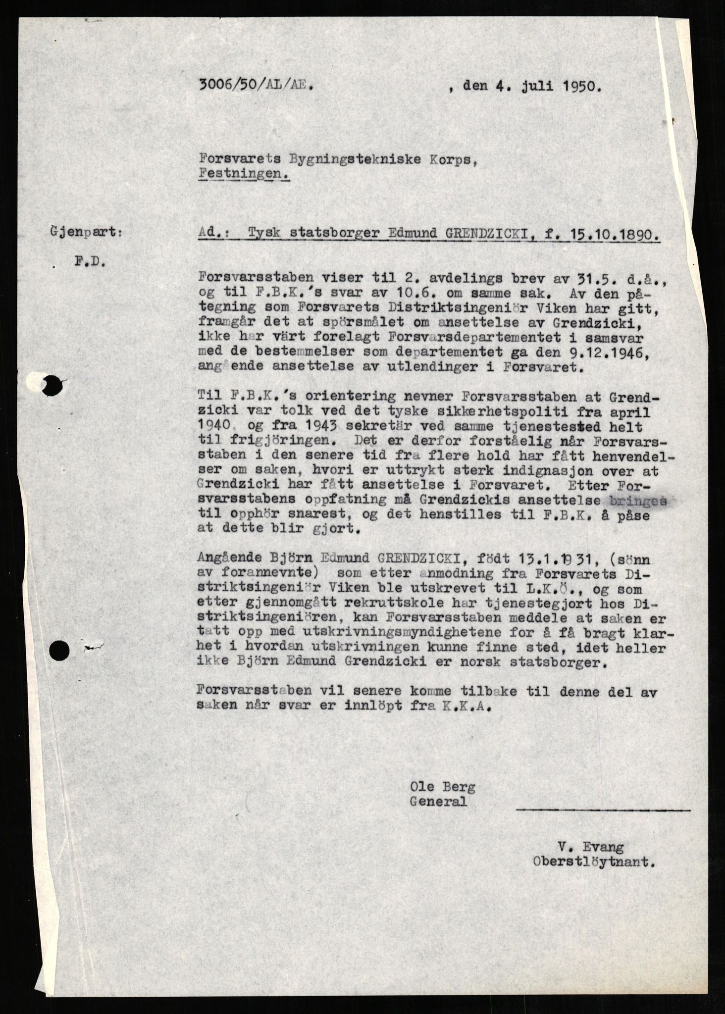 Forsvaret, Forsvarets overkommando II, AV/RA-RAFA-3915/D/Db/L0010: CI Questionaires. Tyske okkupasjonsstyrker i Norge. Tyskere., 1945-1946, p. 178