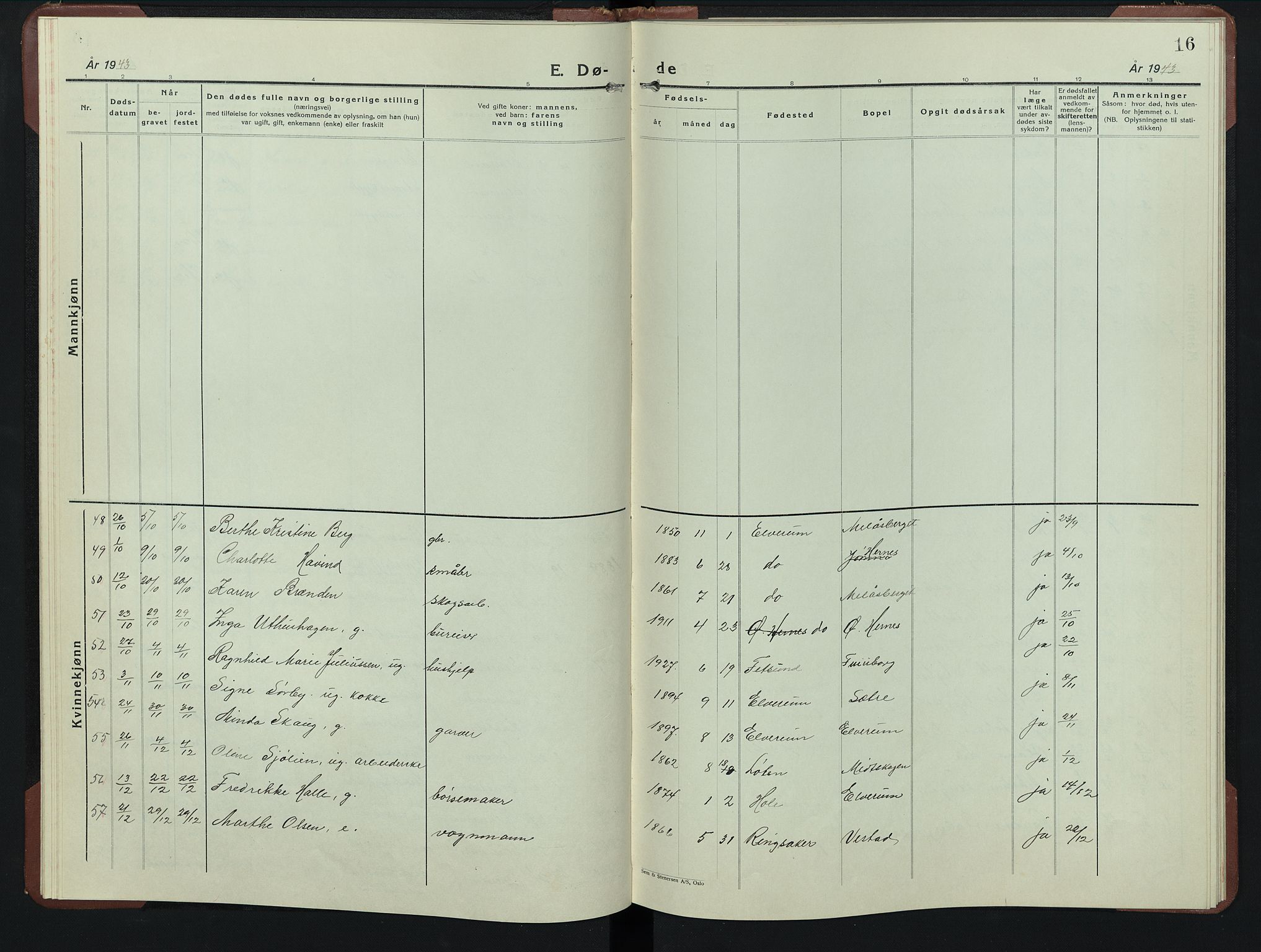 Elverum prestekontor, AV/SAH-PREST-044/H/Ha/Hab/L0020: Parish register (copy) no. 20, 1941-1952, p. 16